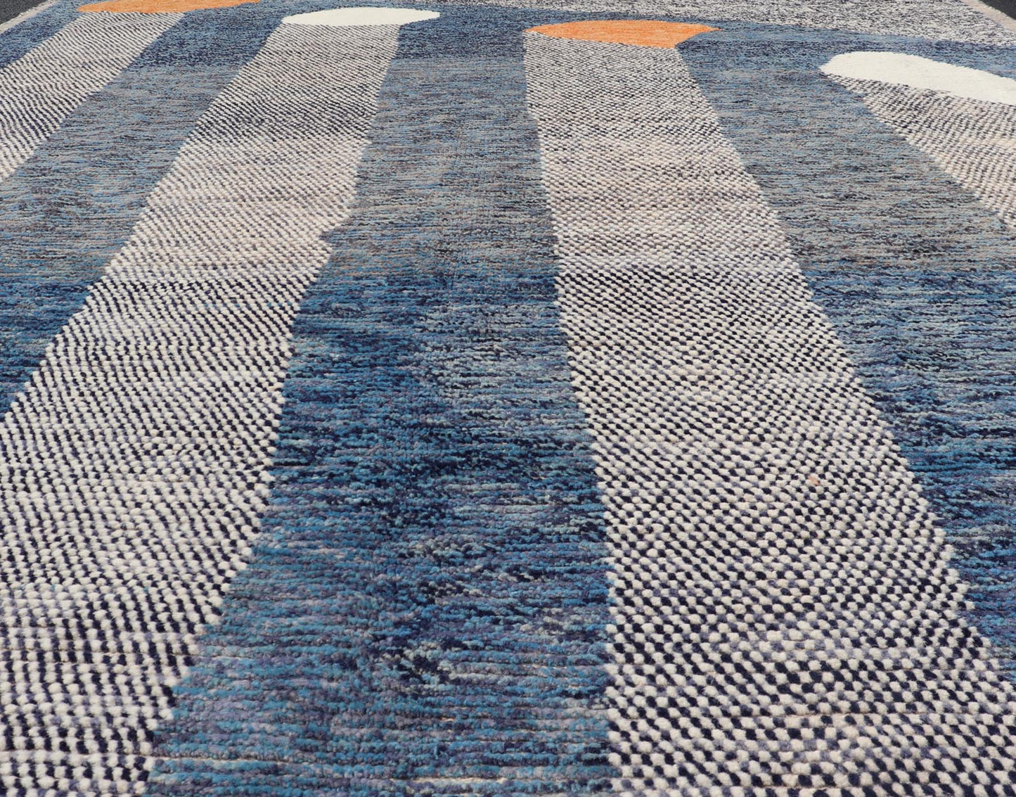 Modern Casual Hand Knotted Piled Rug in Blue's With Abstract Modern Design. rug MSE - 105, Keivan Woven Arts country of origin / type: Afghanistan / Piled, condition: new. Measures: 9'1 x 12'3 This abstract design rug features a modern causal col... - Keivan Woven ArtsMSE - 105 - 24928Rug