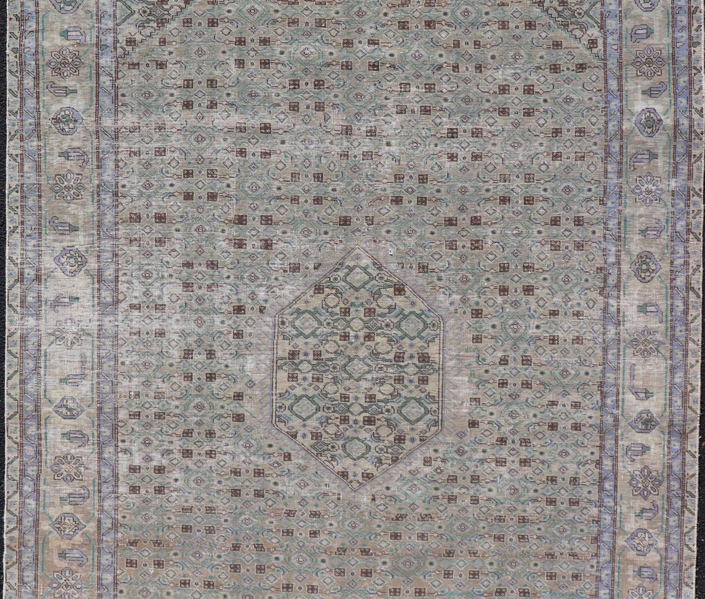 Vintage Persian Tabriz Rug With Floral Medallion in Earthy Tones With Brown. Keivan Woven Arts / rug MSE - 1131, country of origin / type: Iran / Tabriz, circa 1960. Measures: 6'1 x 9'3 This mid - 20th century, handwoven vintage Persian Tabriz rug ... - Keivan Woven ArtsMSE - 1131 - 25594Rug
