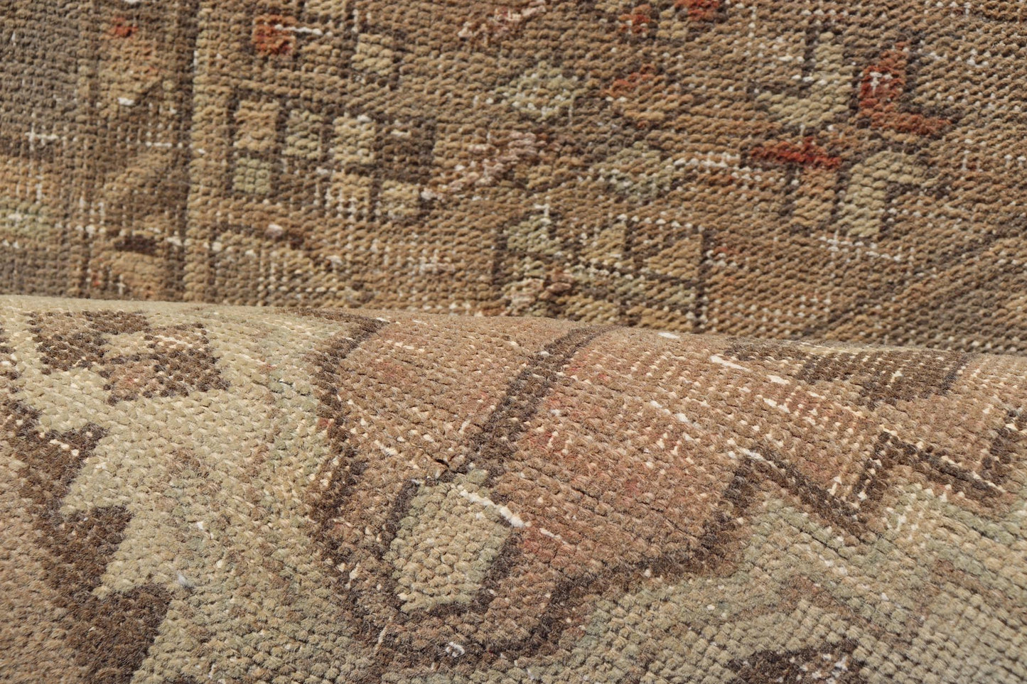 Vintage Persian Heriz by Keivan Woven Arts Distressed Runner in Earthy Tones With Medallion Design. Keivan Woven Arts / rug MSE - 1229, country of origin / type: Iran / Heriz, circa 1960. Measures: 3'4 x 10'4 This vintage Persian Heriz carpet fea... - Keivan Woven ArtsMSE - 1229 - 25539Rug