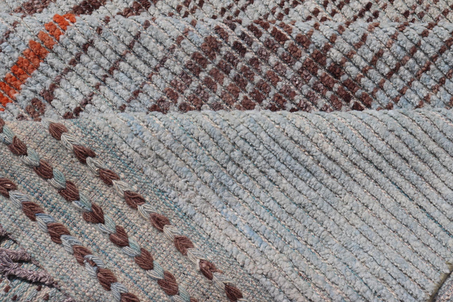 Modern Hand - Knotted Rug in Wool with Sub - Geometric Modern Design in Multicolor. Keivan Woven Arts / rug MSE - 12384, country of origin / type: Afghanistan / Modern Casual, circa Early - 21th Century. Measures: 11'7 x 16'0 This modern casual rug has b... - Keivan Woven ArtsMSE - 12384 - 24952Rug