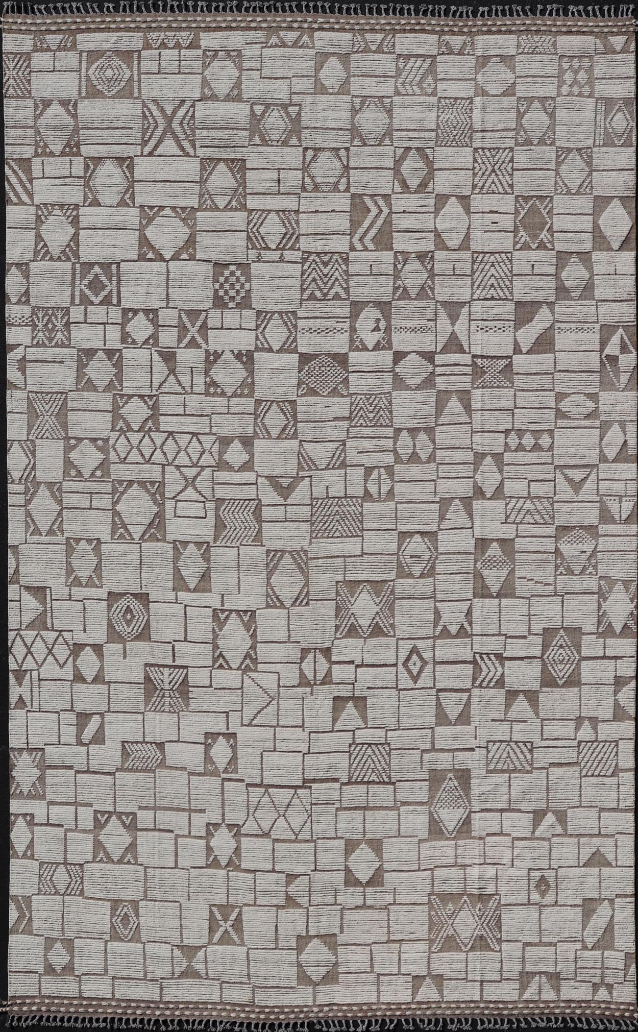Large Modern Hand - Knotted Moroccan Rug in Wool with Sub - Geometric Design. Keivan Woven Arts; rug MSE - 12553, country of origin / type: Afghanistan / Modern Casual, circa Early - 21th Century. Measures: 11'6 x 18'3 This modern casual tribal rug has ... - Keivan Woven ArtsMSE - 12553 - 25377Rug