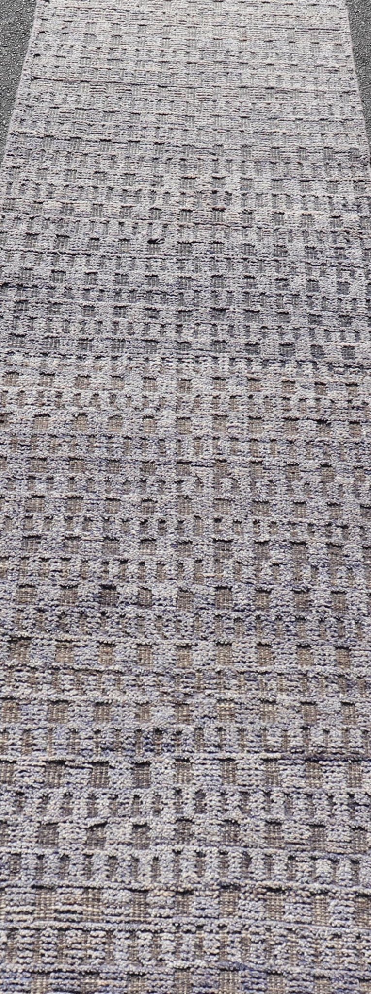 Modern Casual Piled Runner in Purple & Brown Colors With Minimalist Design. Keivan Woven Arts / rug MSE - 12692, country of origin / type: Afghanistan / Piled, condition: new. Measures: 2'6 x 10'1 This Minimalist design runner features a modern p... - Keivan Woven ArtsMSE - 12692 - 25419Rug