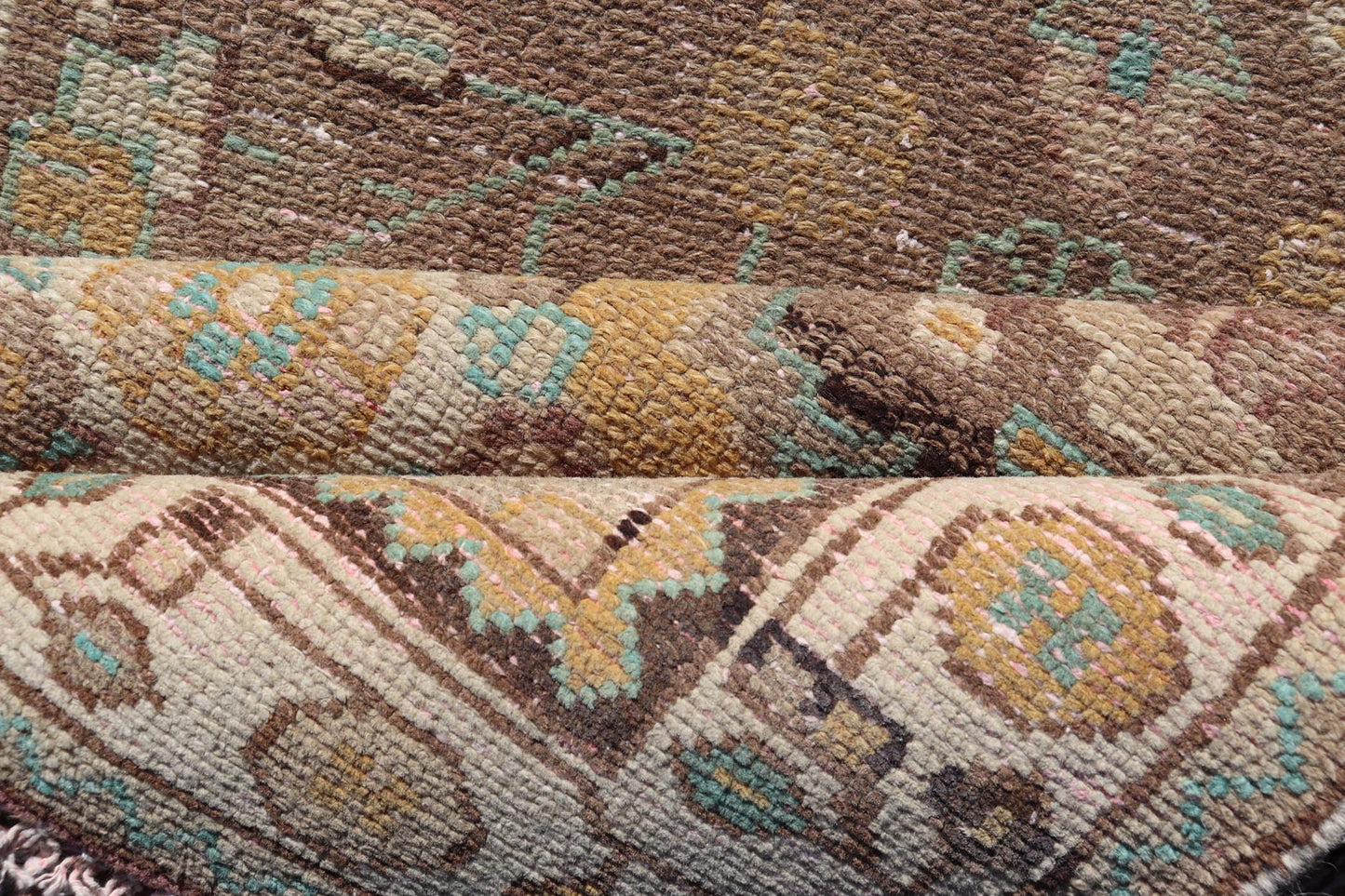 Persian Vintage Hamadan Runner With Medallions Set On A Tan Field. Country of Origin: Iran; Type: Hamedan; Design: Floral, rug MSE - 1293. Persian Floral, All - Over; Keivan Woven Arts. Measures: 3'5 x 9'9 This vintage Persian runner features a palet... - Keivan Woven ArtsMSE - 1293 - 25527Rug