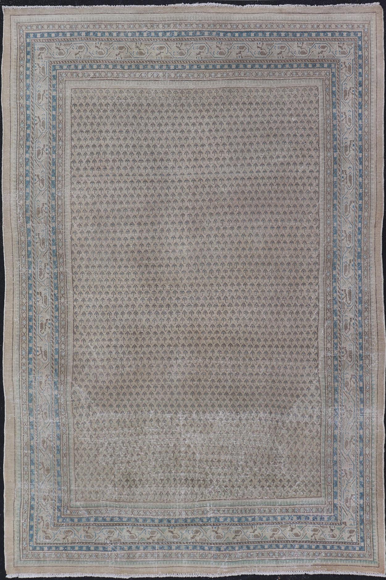 Minimalist Design Vintage Persian Tabriz Rug with All - Over Small Scale Design. Keivan Woven Arts / rug MSE - 1553, country of origin / type: Iran/ Tabriz, circa 1960. Measures: 6'6 x 10'7 This Tabriz rug features a relatively intricate and detaile... - Keivan Woven ArtsMSE - 1553 - 25575Rug