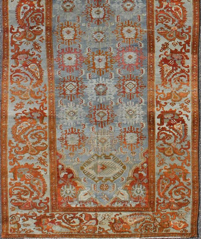 Grandoise Antique Gallery Malayer Persian Runner This magnificent antique Persian Malayer carpet, of an impressive size, bears a beautiful, all - over Sub - geometric design paired with a delightful palette of burnt orange, various blues and a very ... - Keivan Woven ArtsNA - 160068 - 8002Rug