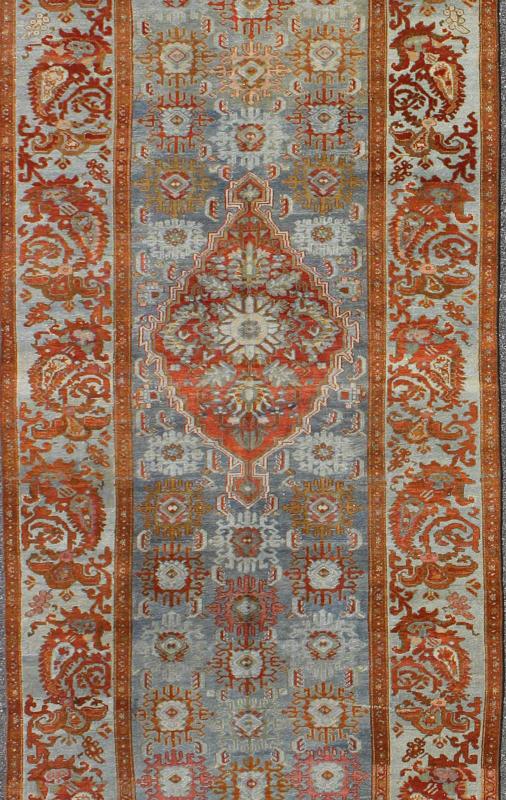Grandoise Antique Gallery Malayer Persian Runner This magnificent antique Persian Malayer carpet, of an impressive size, bears a beautiful, all - over Sub - geometric design paired with a delightful palette of burnt orange, various blues and a very ... - Keivan Woven ArtsNA - 160068 - 8002Rug
