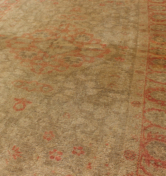 Muted Fine - Weave Sivas Rug with Botanical and Floral Elements in Red & Tan Muted Fine - Weave Sivas Rug Antique in Red and Tan rug/na - 55412 origin/turkey kwarugs This spectacular muted Turkish Oushak bears magnificent splendour indicativ... - Keivan Woven ArtsNA - 55412 - 1600