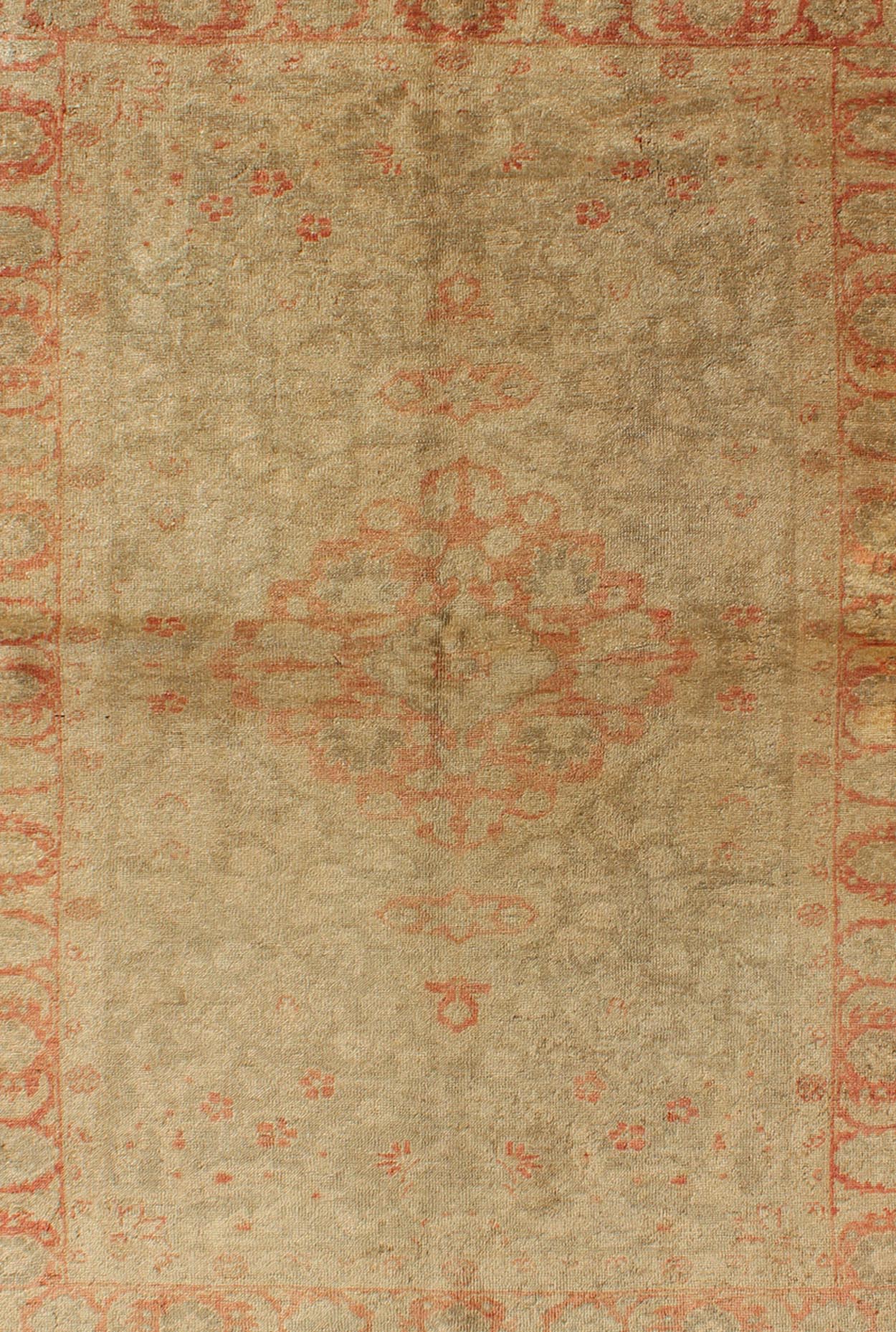 Muted Fine - Weave Sivas Rug with Botanical and Floral Elements in Red & Tan Muted Fine - Weave Sivas Rug Antique in Red and Tan rug/na - 55412 origin/turkey kwarugs This spectacular muted Turkish Oushak bears magnificent splendour indicativ... - Keivan Woven ArtsNA - 55412 - 1600Rug