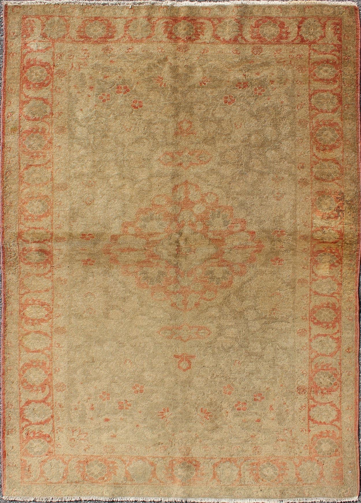 Muted Fine - Weave Sivas Rug with Botanical and Floral Elements in Red & Tan Muted Fine - Weave Sivas Rug Antique in Red and Tan rug/na - 55412 origin/turkey kwarugs This spectacular muted Turkish Oushak bears magnificent splendour indicativ... - Keivan Woven ArtsNA - 55412 - 1600Rug
