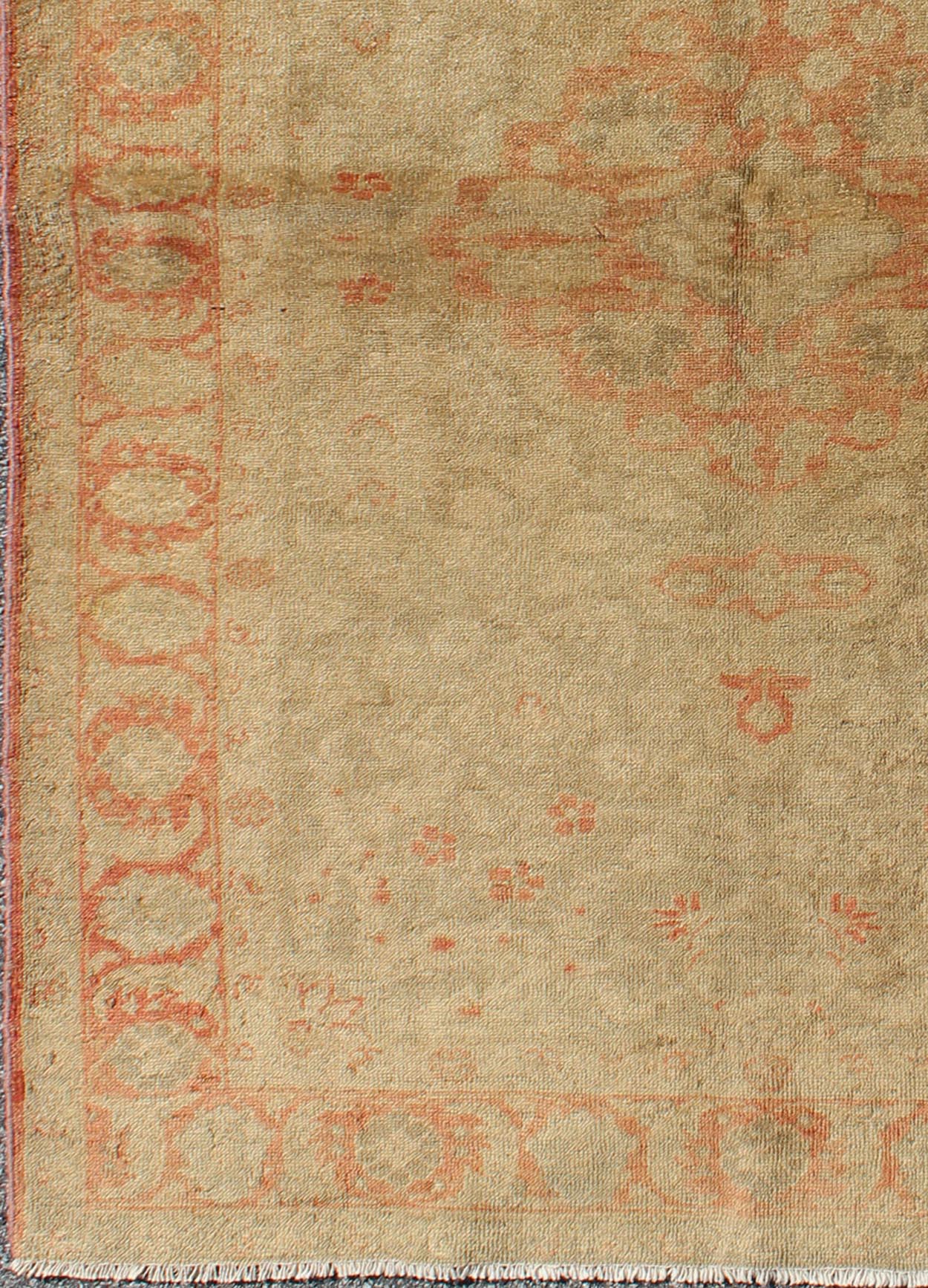 Muted Fine - Weave Sivas Rug with Botanical and Floral Elements in Red & Tan Muted Fine - Weave Sivas Rug Antique in Red and Tan rug/na - 55412 origin/turkey kwarugs This spectacular muted Turkish Oushak bears magnificent splendour indicativ... - Keivan Woven ArtsNA - 55412 - 1600Rug