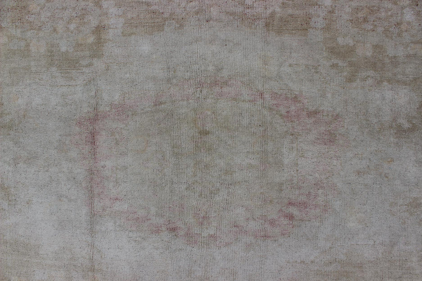 Antique Turkish Konya Area Rug in Gray & Soft Pink with Subtle Design Measures: 7.3 x 8.8 This intricate antique Turkish Konya carpet features a muted color palette of taupe, light gray, and ash pink, with a beautiful botanical central m... - Keivan Woven ArtsNA - 75054 - 794Rug