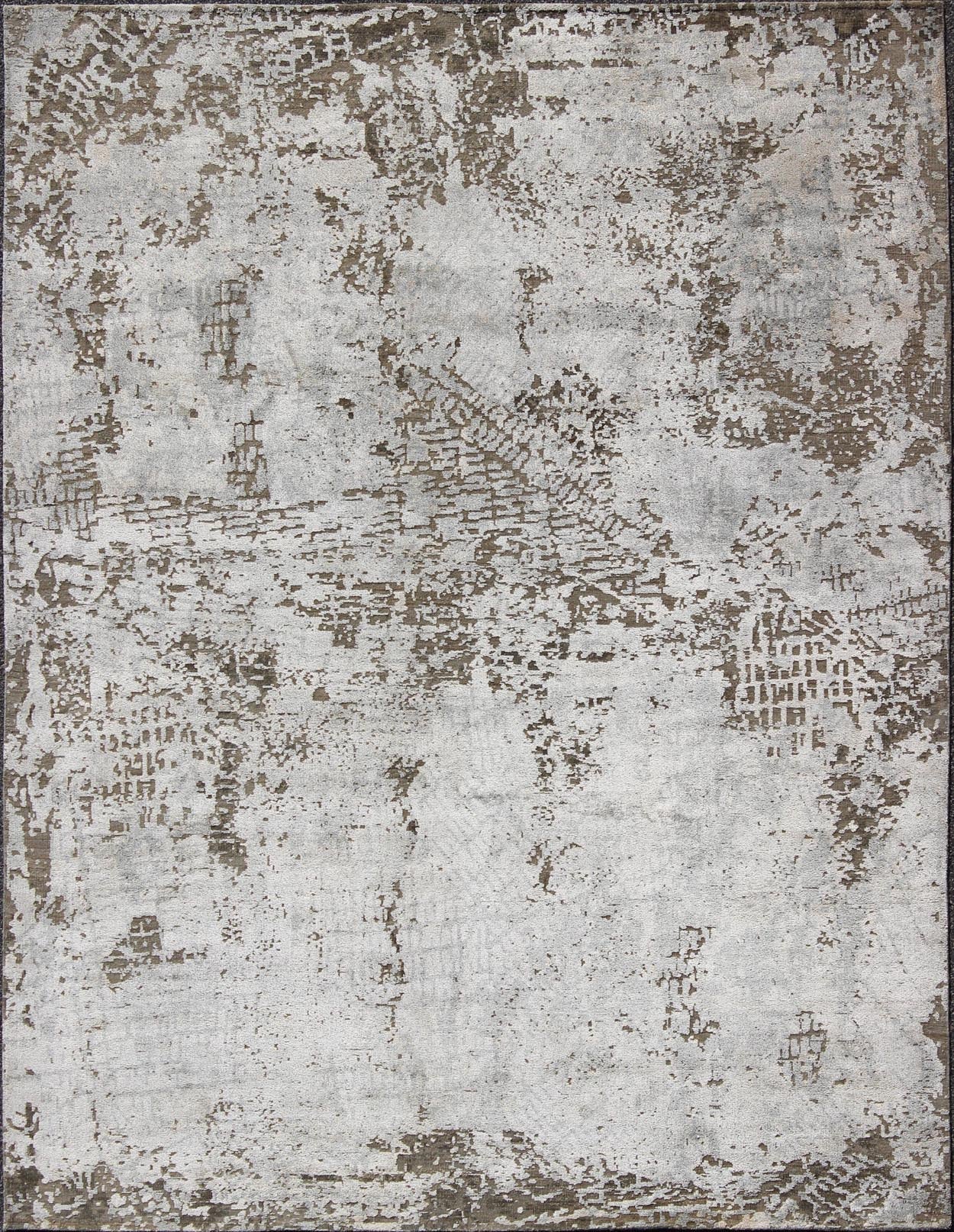 Keivan Woven Arts Modern Rug With warm Cream, Light Brown & Off White. This modern rug by Keivan Woven Arts has been hand - knotted and features an all - over abstract design rendered in cream, brown, off white and tan tones; making it a marvelous f... - Keivan Woven ArtsOB - 104666393 - 9322