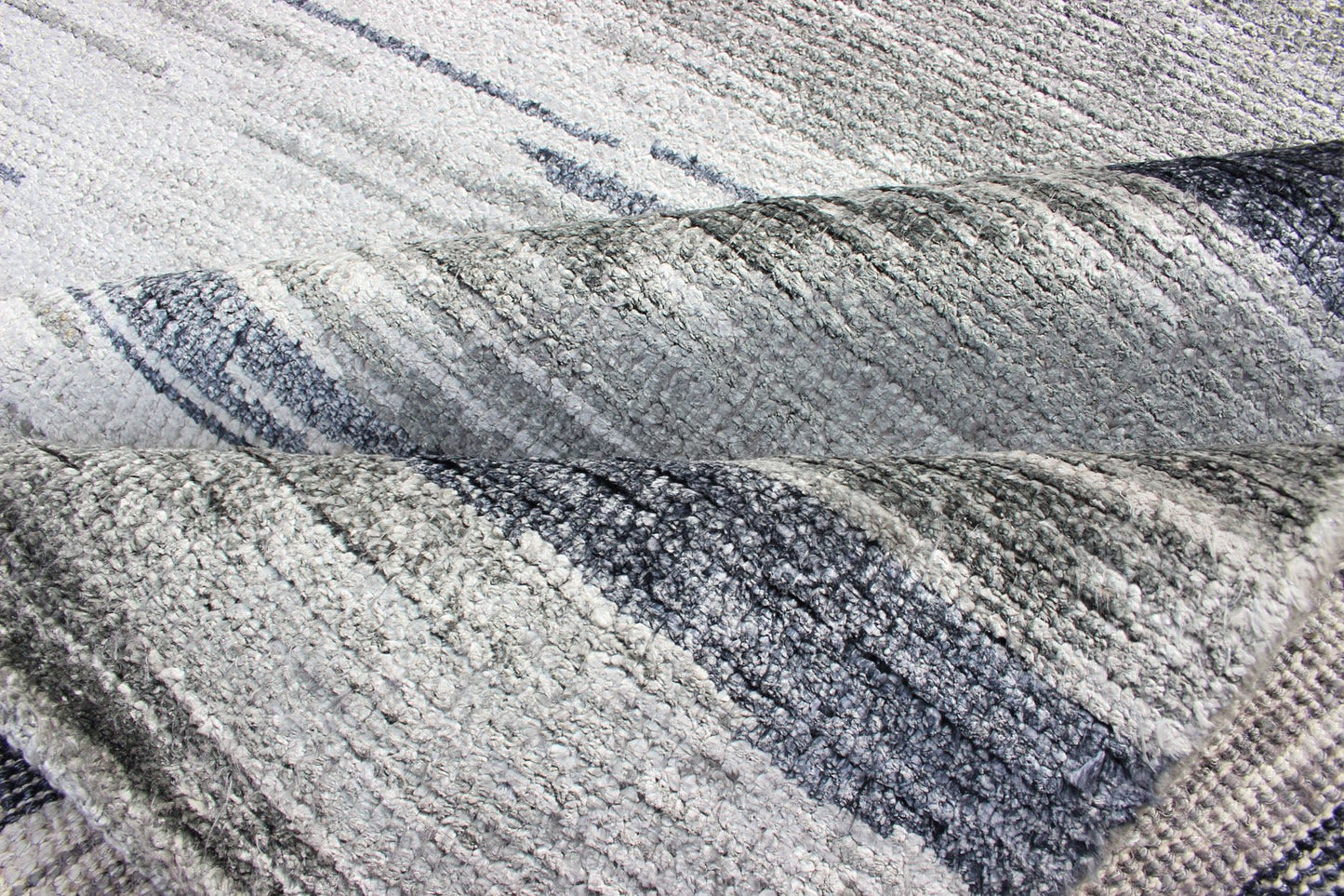 Keivan Woven Arts - This exquisitely hand woven Modern silk rug from India portrays a striped pattern, rendered in shades of blue gray, steel blue, gray, and charcoal, making it a fine choice for variety of modern, transitional and classic interiors. ... - Keivan Woven ArtsOB - 10528179 - 83900207 - 10918Rug