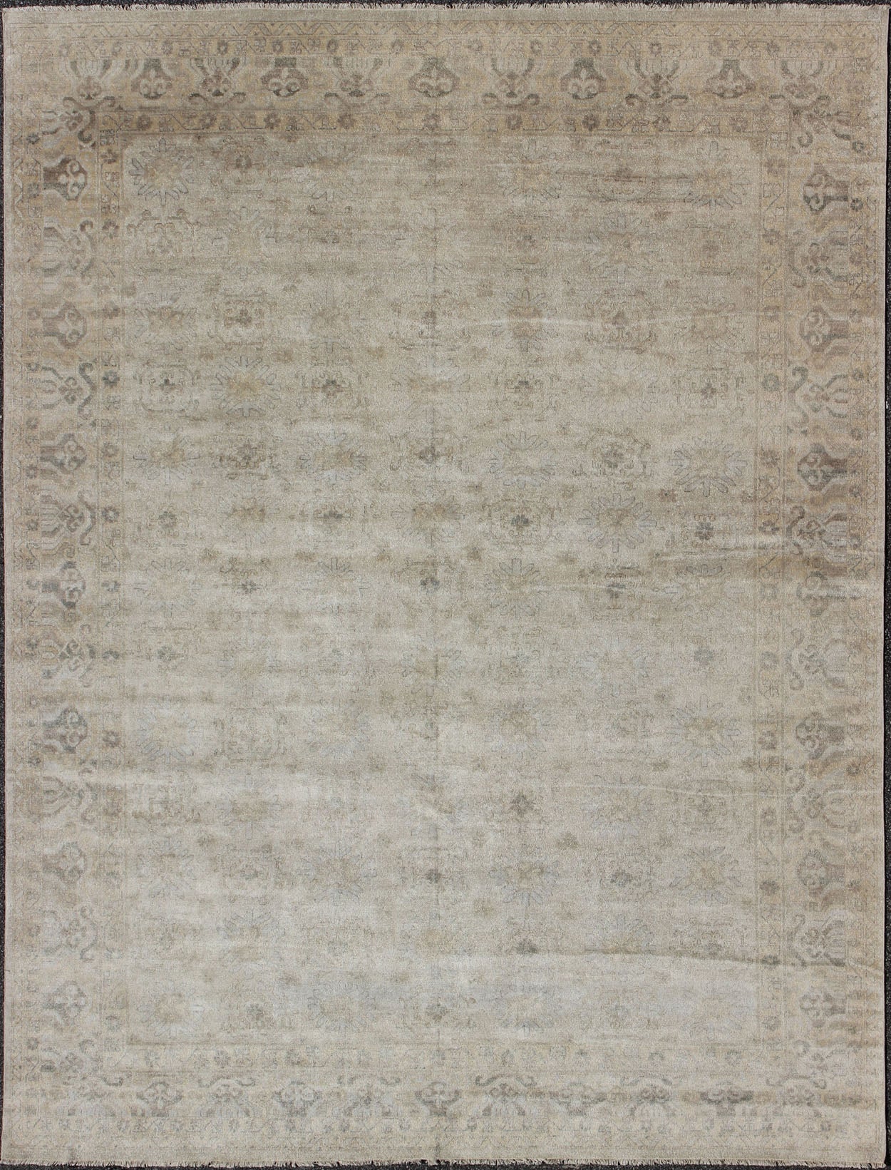 Large Muted Modern Khotan Rug with All - Over Sub - Geometric Motifs Modern Khotan Rug, rug OB - 9413619 - 592009, country of origin / type: India / Khotan, circa Early - 21st Century. Measures: 12'0 x 15'0. - Keivan Woven ArtsOB - 9413619 - 592009 - 8529