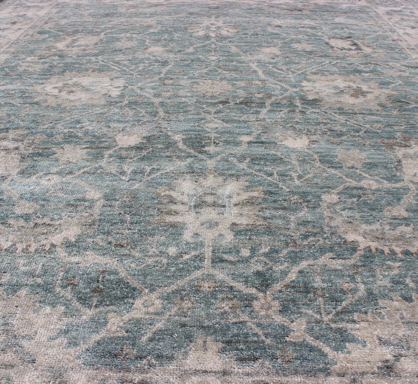 Keivan Woven Arts Turkish Oushak in Seafoam Green, Ivory and Light Gray Oushak in Seafoam Green, Ivory and Light Gray by Keivan Woven Arts - 8'0 X 10'0 Turkish Oushak in Seafoam Green, ivory and Light Brown. Keivan Woven Arts, OB - 954303... - Keivan Woven ArtsOB - 9543038 - 6480025 - 9689Rug