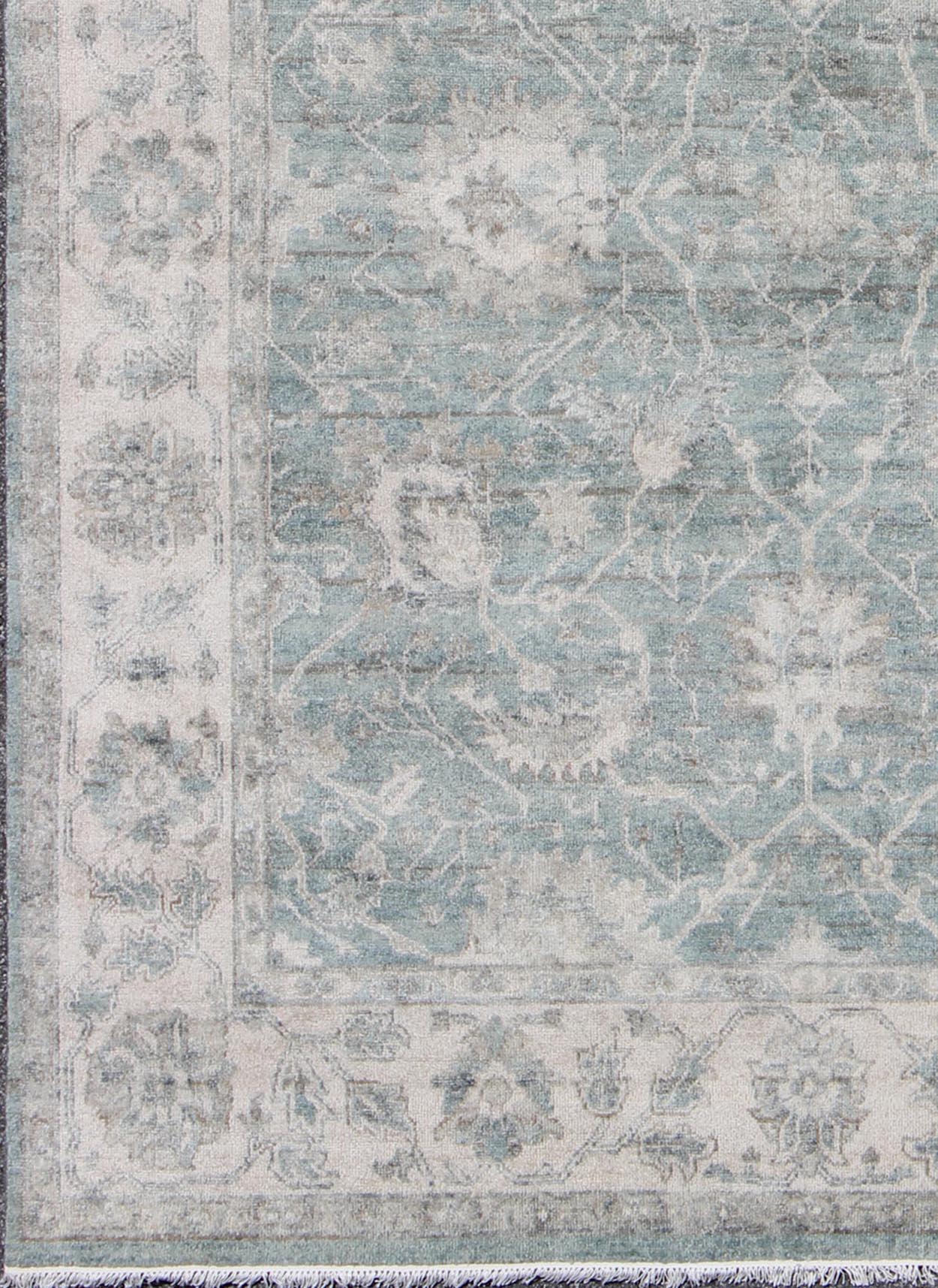Keivan Woven Arts Turkish Oushak in Seafoam Green, Ivory and Light Gray Oushak in Seafoam Green, Ivory and Light Gray by Keivan Woven Arts - 8'0 X 10'0 Turkish Oushak in Seafoam Green, ivory and Light Brown. Keivan Woven Arts, OB - 954303... - Keivan Woven ArtsOB - 9543038 - 6480025 - 9689Rug