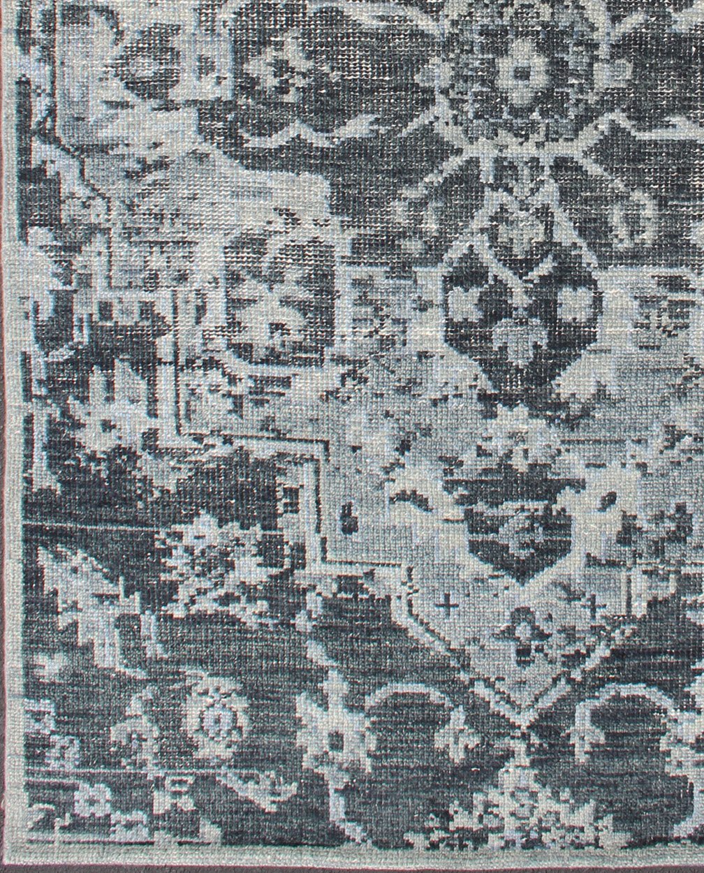 Modern Serapi Design Rug in Gray, D. Blue, and D. Charcoal With Geometric Medallion Design. Persian Serapidesign rug in modern colors such as Charcoal, blue, and gray geometric medallion design, rug/OB - 9551690, country of origin / type: India/ O... - Keivan Woven ArtsOB - 9551690 - 56230295 - 11301Rug