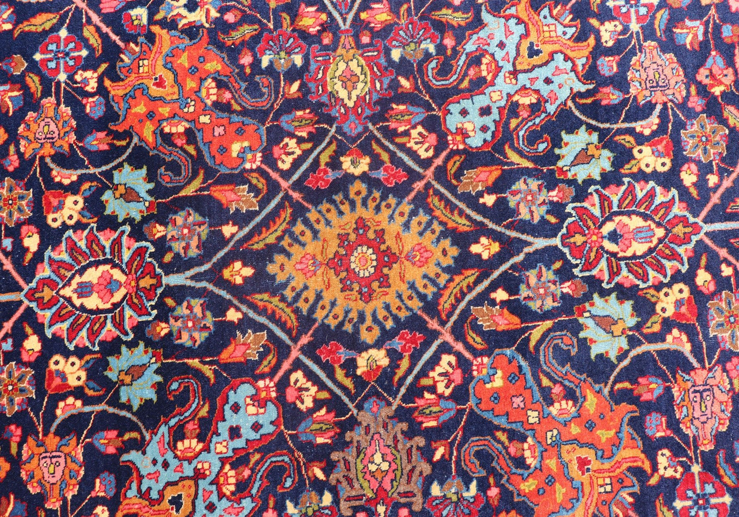 Large Antique Persian Tabriz Rug with All - Over Sub - Geometric and Colorful Design. Country of Origin: Iran; Type: Tabriz; Design: Floral, Sub - Geometric Floral, All - Over; Keivan Woven Arts: rug PTA - 200729; Large Hand - Knotted Antique Persian Tabriz Rug ... - Keivan Woven ArtsPTA - 200729 - 15578Rug