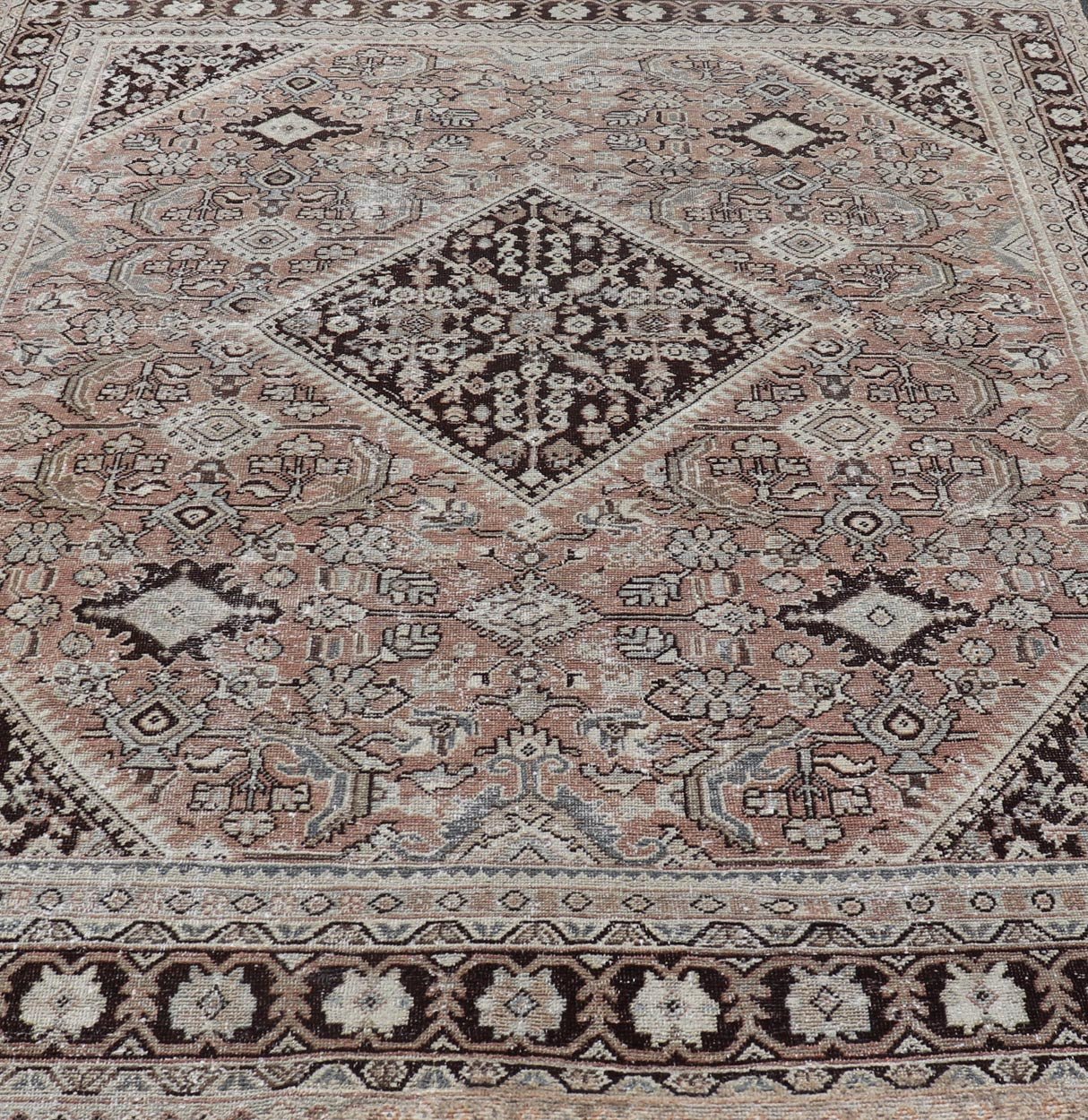Vintage Sultanabad - Mahal Rug in earthy tones with browns. Keivan Woven Arts / rug PTA - 200739, country of origin / type: Persian / Sultanabad - Mahal, circa Early - 20th Century. Measures: 9'0 x 11'10 Vintage Persian Sultanabad - Mahal Rug w... - Keivan Woven ArtsPTA - 200739 - 17015Rug