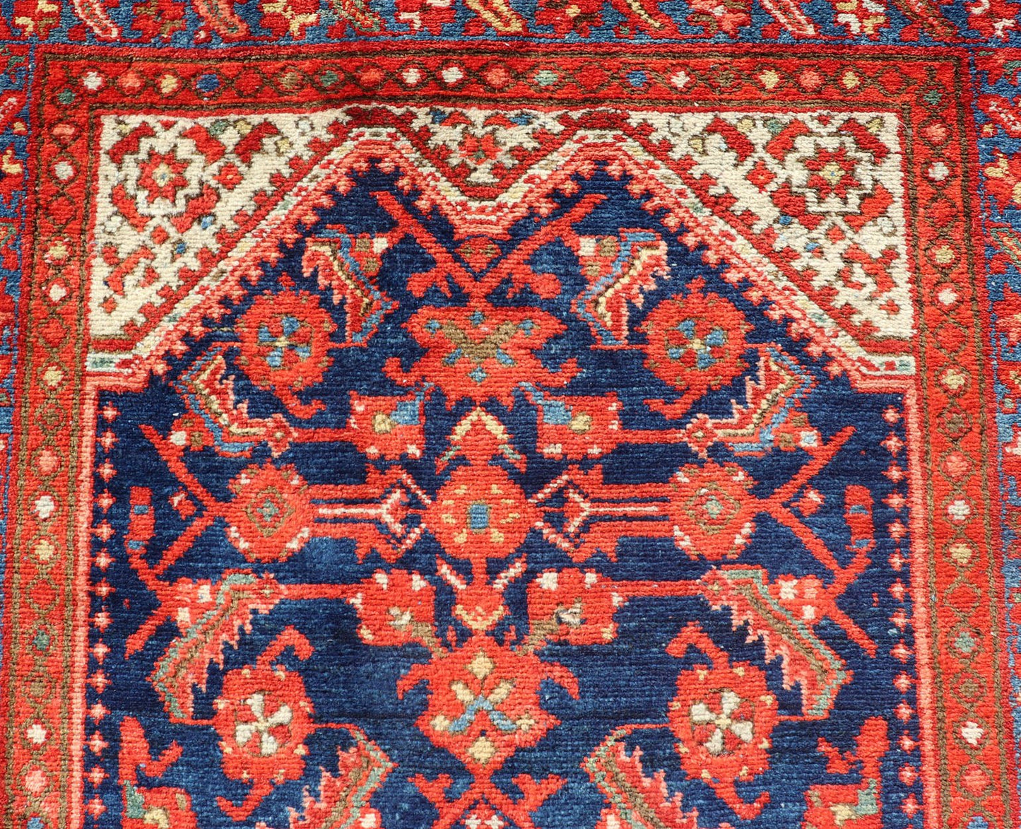 Antique Malayer Runner with All - Over Geometric Herati Design. Keivan Woven Arts This Antique Malayer features a symmetrical all - over, repeating geometric Herati Design set upon a dark blue background. The herati patterns are complemented by a ... - Keivan Woven ArtsPTA - 21009 - 18030