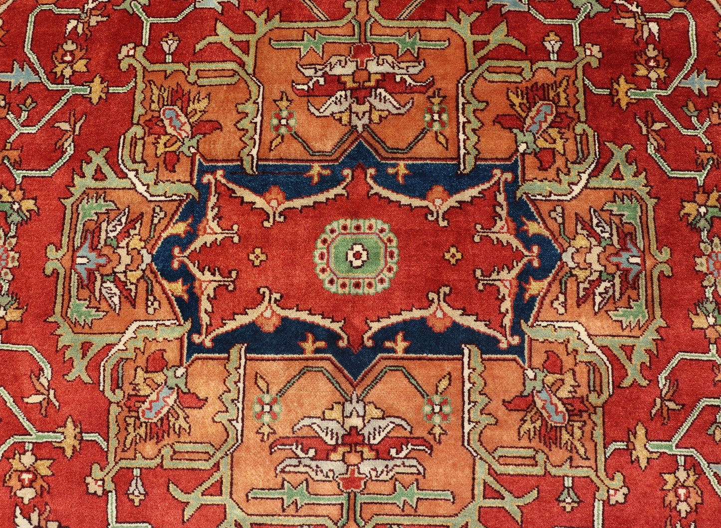 Hand Knotted Serapi - Heriz design rug with Geometric Medallion Beautiful modern Heriz Style hand - knotted wool rug with a Traditional Design. This Heriz rug has a multi - color accent in a gorgeous medallion geometric floral design. Keivan Woven Ar... - Keivan Woven ArtsPTA - 2109 - 03 - 17044