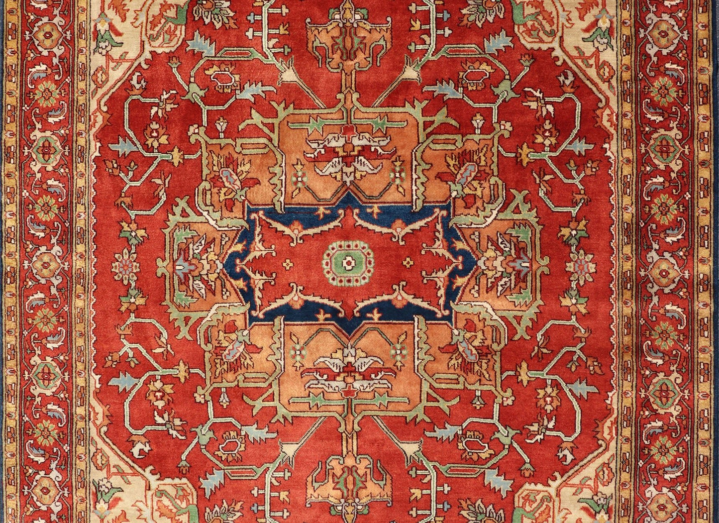 Hand Knotted Serapi - Heriz design rug with Geometric Medallion Beautiful modern Heriz Style hand - knotted wool rug with a Traditional Design. This Heriz rug has a multi - color accent in a gorgeous medallion geometric floral design. Keivan Woven Ar... - Keivan Woven ArtsPTA - 2109 - 03 - 17044