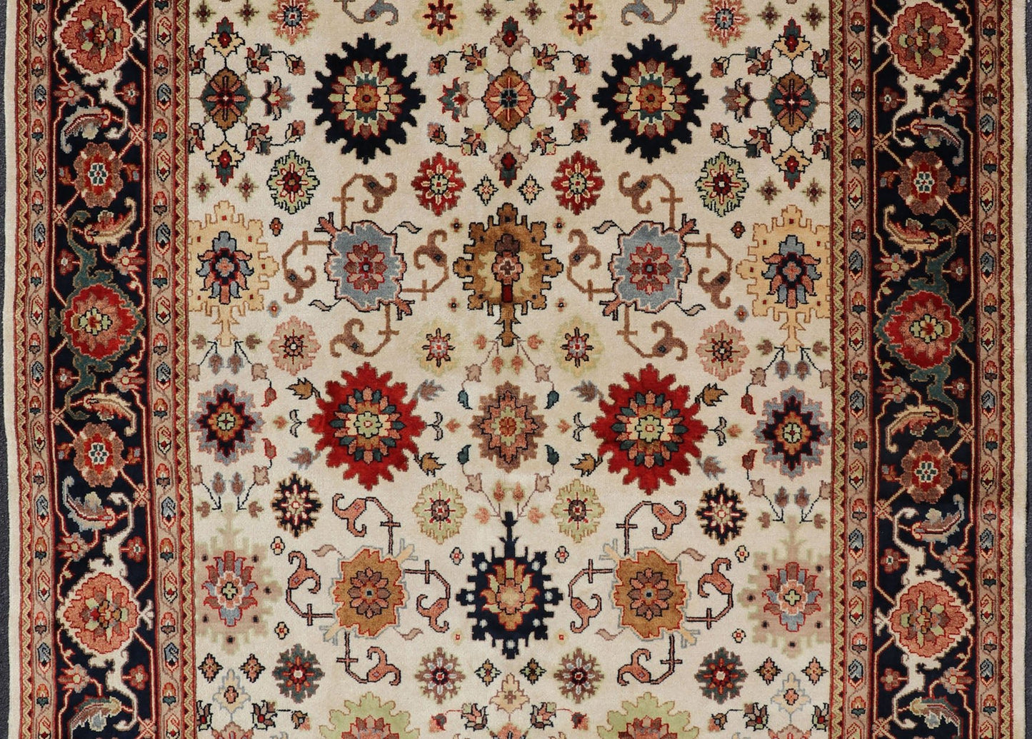 Beautiful modern Mahal - Sultanabad hand - knotted wool rug with a Traditional Design. This Mahal - Sultanabad rug has a multi - color accent in a gorgeous all - over floral design. Keivan Woven Arts/ Rug/PTA - 2109 - 04 country of origin / type: India / Heriz, circ... - Keivan Woven ArtsPTA - 2109 - 04 - 17050Rug