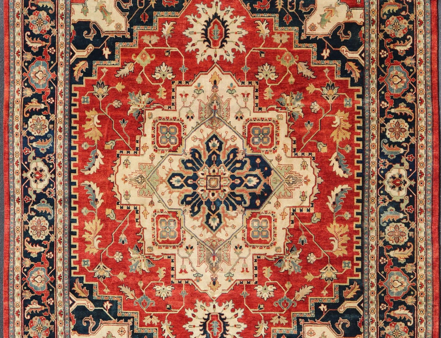 Keivan Woven Arts Large Hand - Knotted Serapi design rug With Geometric Medallion Large Hand - Knotted reproduction Serapi Geometric Medallion Carpet in Jewel Colors. Measures: 11'10 x 15'. Beautiful modern Heriz Style hand - knotted wo... - Keivan Woven ArtsPTA - 2109 - 06 - 17062