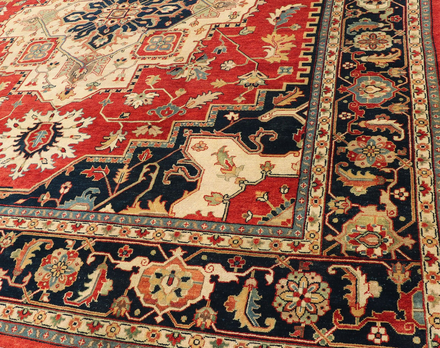 Keivan Woven Arts Large Hand - Knotted Serapi design rug With Geometric Medallion Large Hand - Knotted reproduction Serapi Geometric Medallion Carpet in Jewel Colors. Measures: 11'10 x 15'. Beautiful modern Heriz Style hand - knotted wo... - Keivan Woven ArtsPTA - 2109 - 06 - 17062