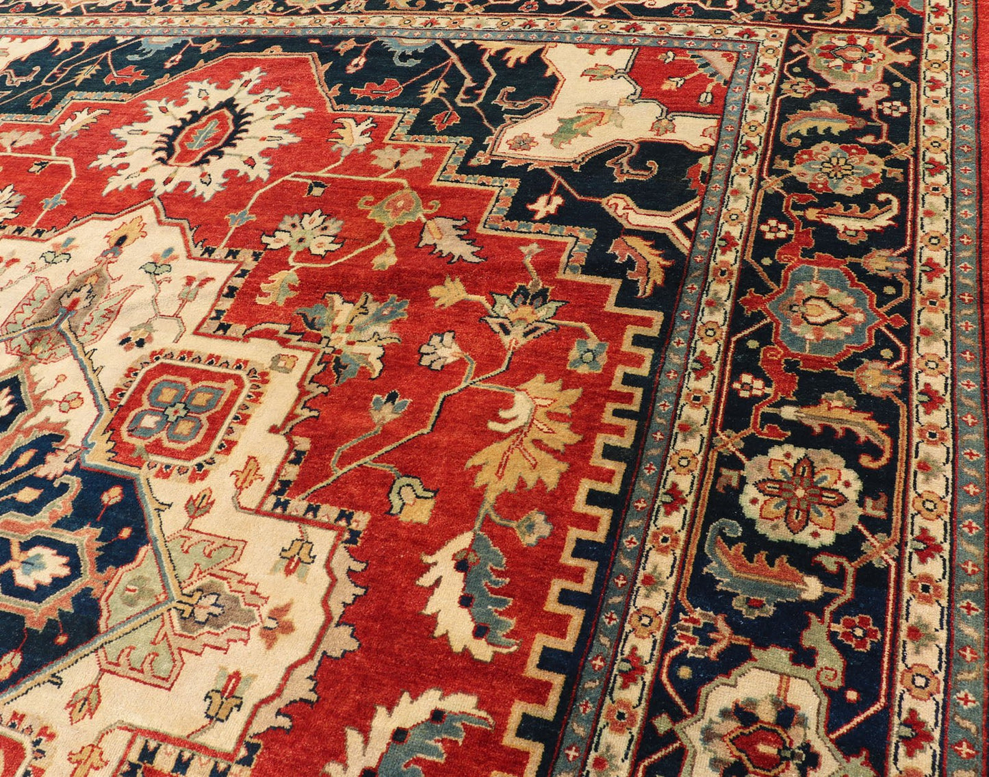 Keivan Woven Arts Large Hand - Knotted Serapi design rug With Geometric Medallion Large Hand - Knotted reproduction Serapi Geometric Medallion Carpet in Jewel Colors. Measures: 11'10 x 15'. Beautiful modern Heriz Style hand - knotted wo... - Keivan Woven ArtsPTA - 2109 - 06 - 17062