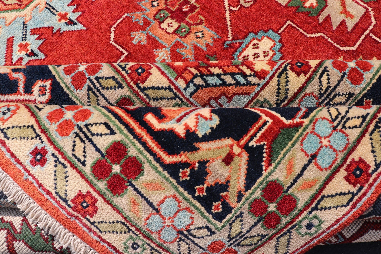 Large Hand - Knotted Serapi Design with Geometric Medallion by Keivan Woven Arts. Measures: 11'4 x 14'7 Keivan Woven Arts Large Beautiful Serapi design hand - knotted rug made with fine wool rug with a Traditional Design. This Heriz rug ha... - Keivan Woven ArtsPTA - 2109 - 08 - 17074