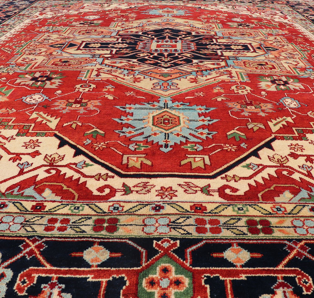 Large Hand - Knotted Serapi Design with Geometric Medallion by Keivan Woven Arts. Measures: 11'4 x 14'7 Keivan Woven Arts Large Beautiful Serapi design hand - knotted rug made with fine wool rug with a Traditional Design. This Heriz rug ha... - Keivan Woven ArtsPTA - 2109 - 08 - 17074