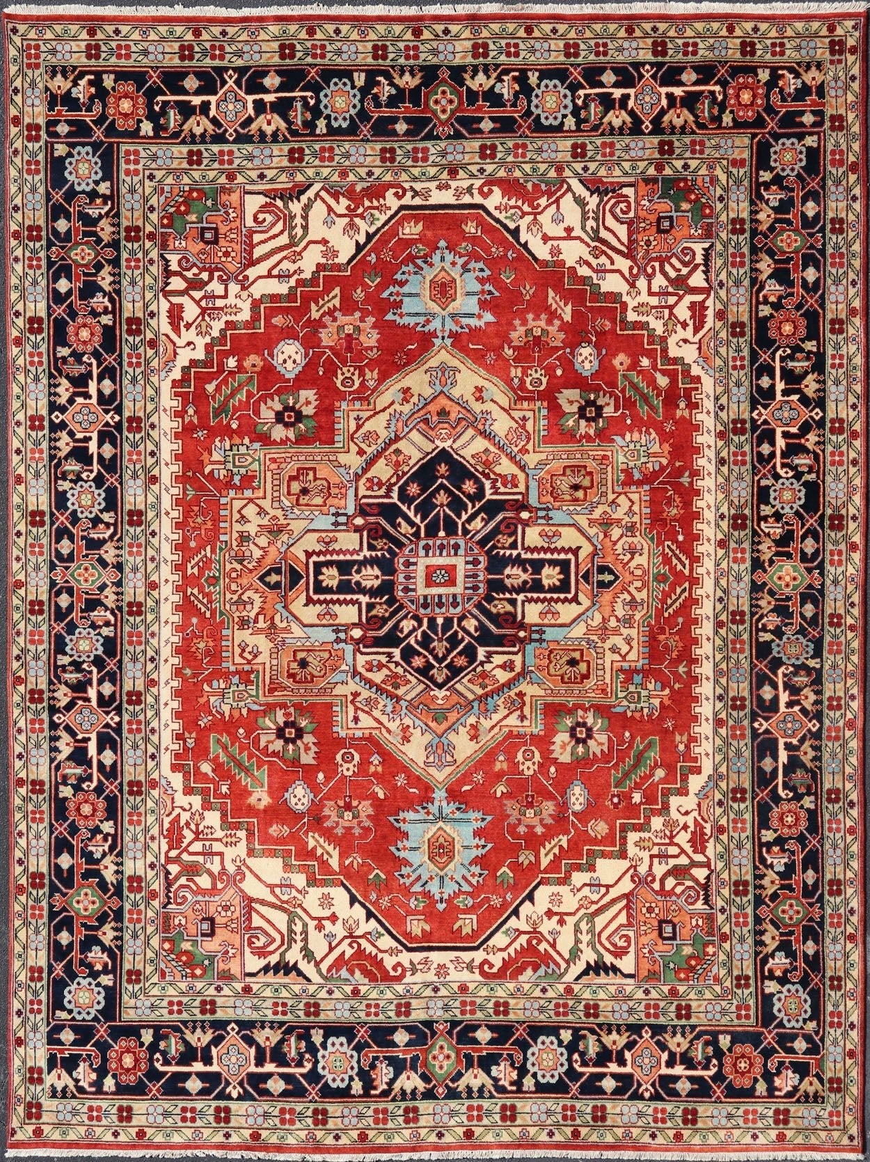 Large Hand - Knotted Serapi Design with Geometric Medallion by Keivan Woven Arts. Measures: 11'4 x 14'7 Keivan Woven Arts Large Beautiful Serapi design hand - knotted rug made with fine wool rug with a Traditional Design. This Heriz rug ha... - Keivan Woven ArtsPTA - 2109 - 08 - 17074