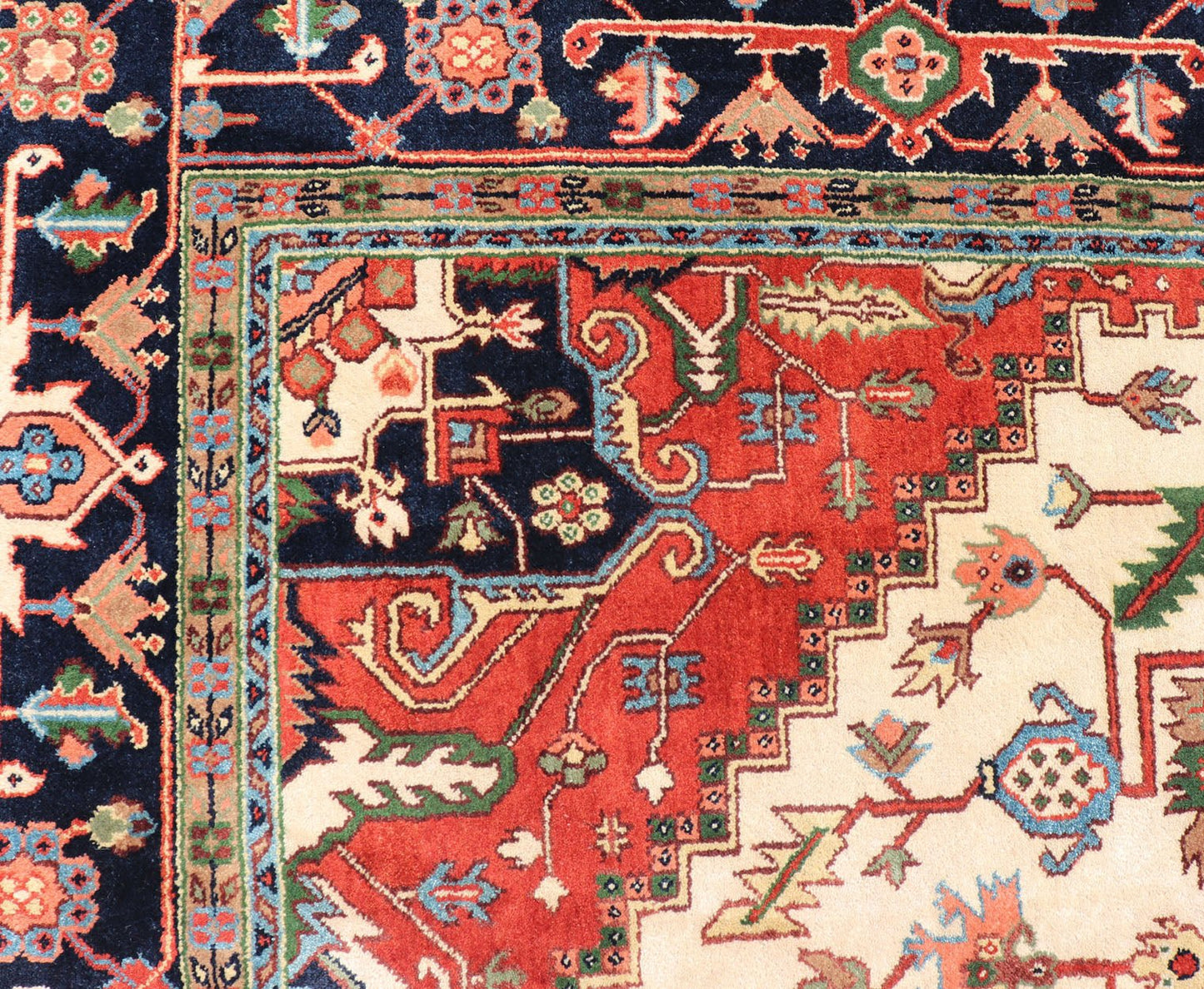 Large Reproduction Hand - Knotted - Heriz with Geometric Medallion in Jewel Colors Measures: 10'0 x 14'0 Beautiful modern Heriz Serapi design hand - knotted wool rug with a Traditional Design. This Heriz rug has a multi - color accent in a gorg... - Keivan Woven ArtsPTA - 2109 - 10 - 17086