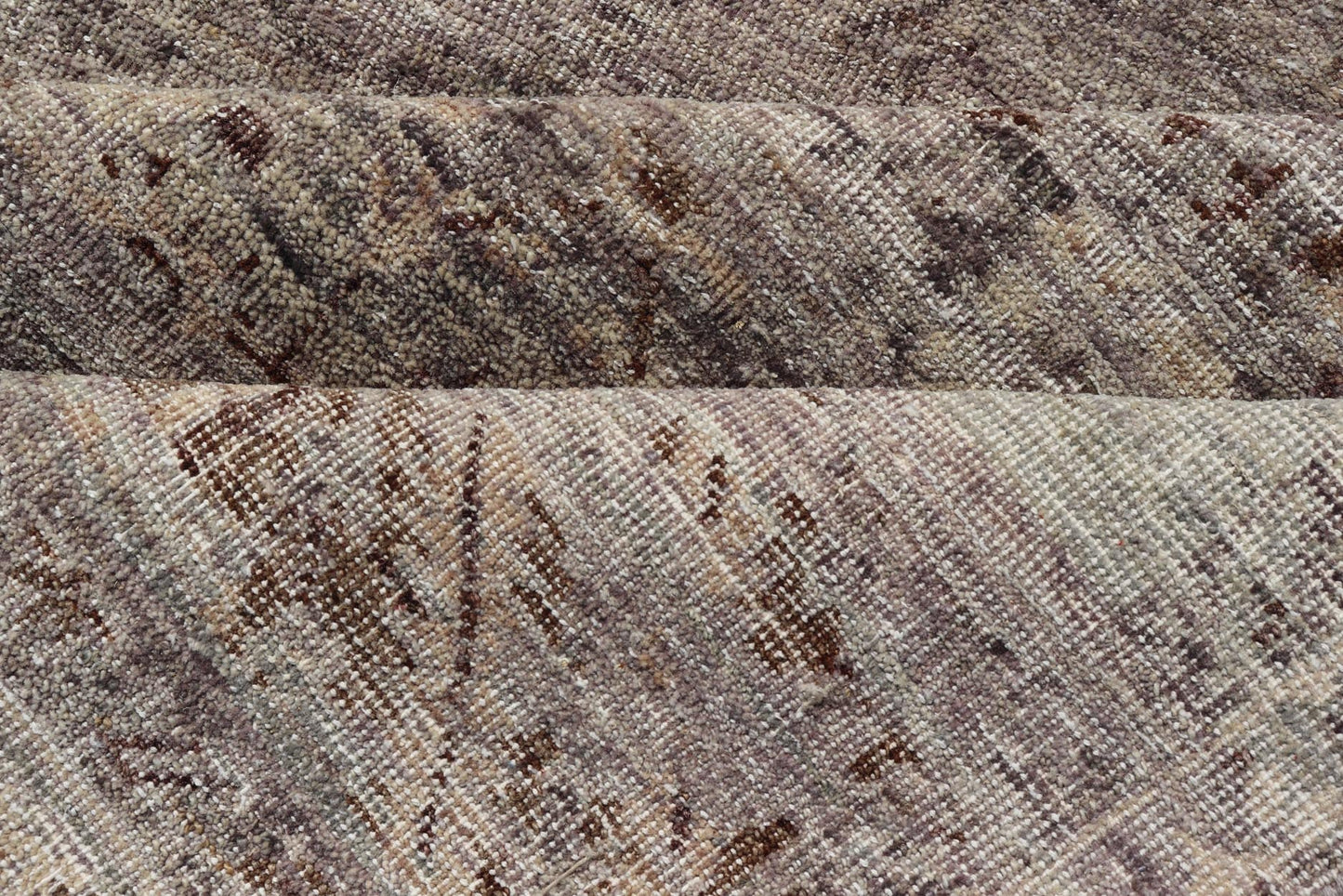 Modern Oushak Rug with Floral Pattern in Gray, Brown Tones and Neutral Colors. Keivan Woven Arts, rug PUR - 14218, country of origin / type: India / Oushak. Measures: 8'0 x 10'0 The all - over fine eave flourishing garden pattern of this unique mod... - Keivan Woven ArtsPUR - 14218 - EA - 3063 - 21603Rug