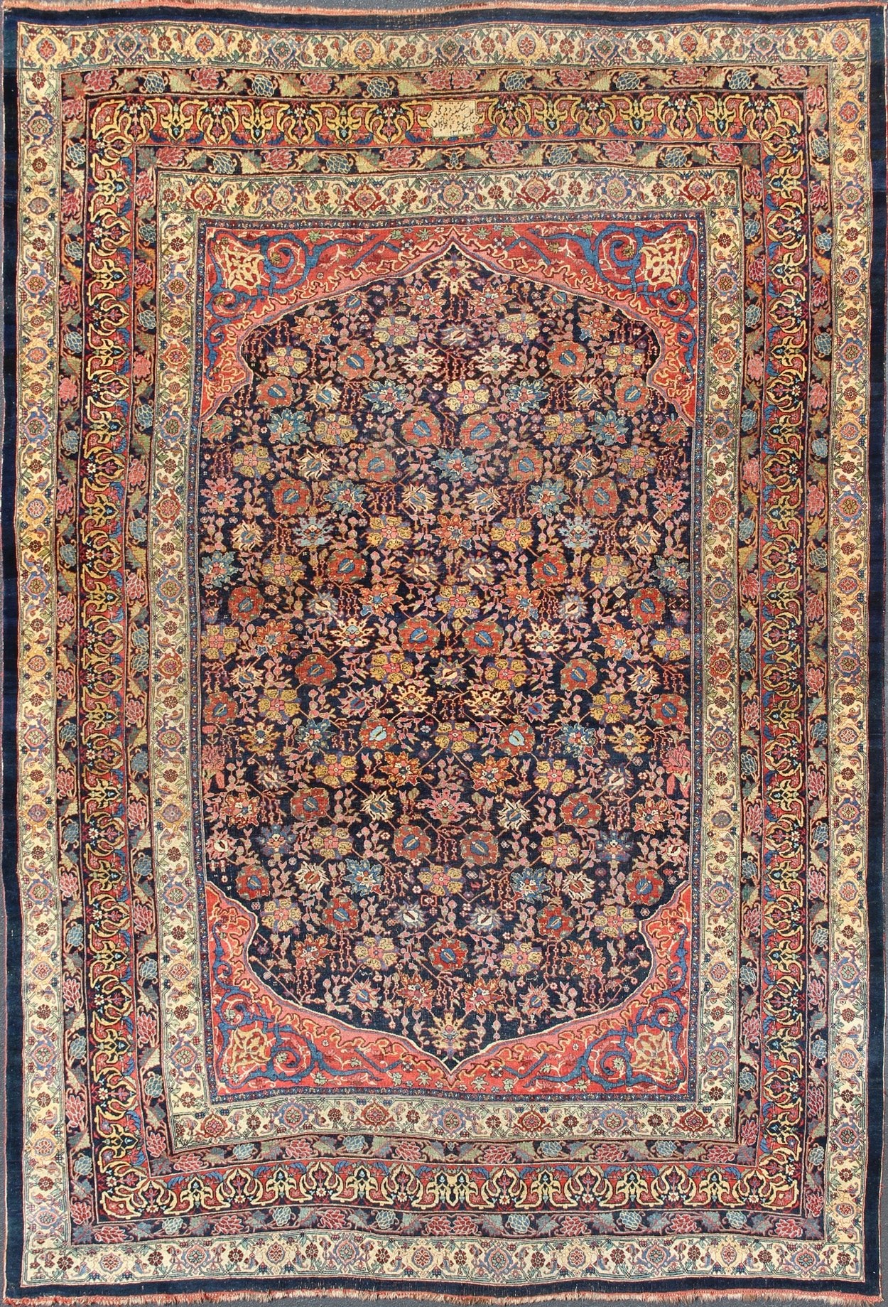 Large Antique Persian Bidjar Rug with All - Over colorful Florals & Navy Field. Beautiful Antique Persian Bidjar Rug with All - Over Floral Design on A Navy Field Keivan Woven Arts over size antique Persian Bidjar Rug with All - Over colorful Florals ... - Keivan Woven ArtsR20 - 0203 - 12815Rug