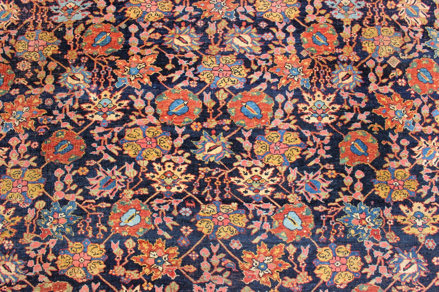 Large Antique Persian Bidjar Rug with All - Over colorful Florals & Navy Field. Beautiful Antique Persian Bidjar Rug with All - Over Floral Design on A Navy Field Keivan Woven Arts over size antique Persian Bidjar Rug with All - Over colorful Florals ... - Keivan Woven ArtsR20 - 0203 - 12815Rug