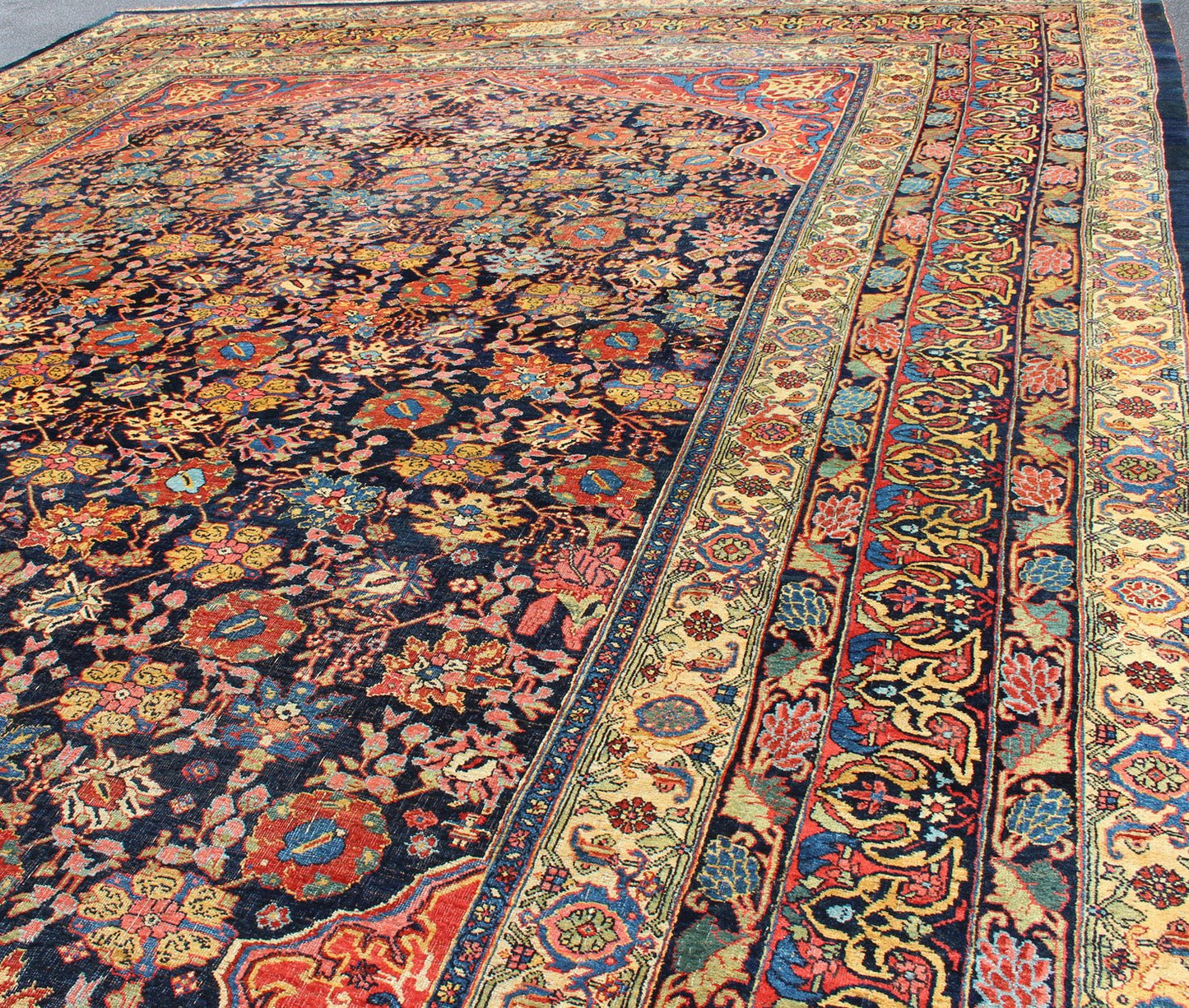 Large Antique Persian Bidjar Rug with All - Over colorful Florals & Navy Field. Beautiful Antique Persian Bidjar Rug with All - Over Floral Design on A Navy Field Keivan Woven Arts over size antique Persian Bidjar Rug with All - Over colorful Florals ... - Keivan Woven ArtsR20 - 0203 - 12815Rug