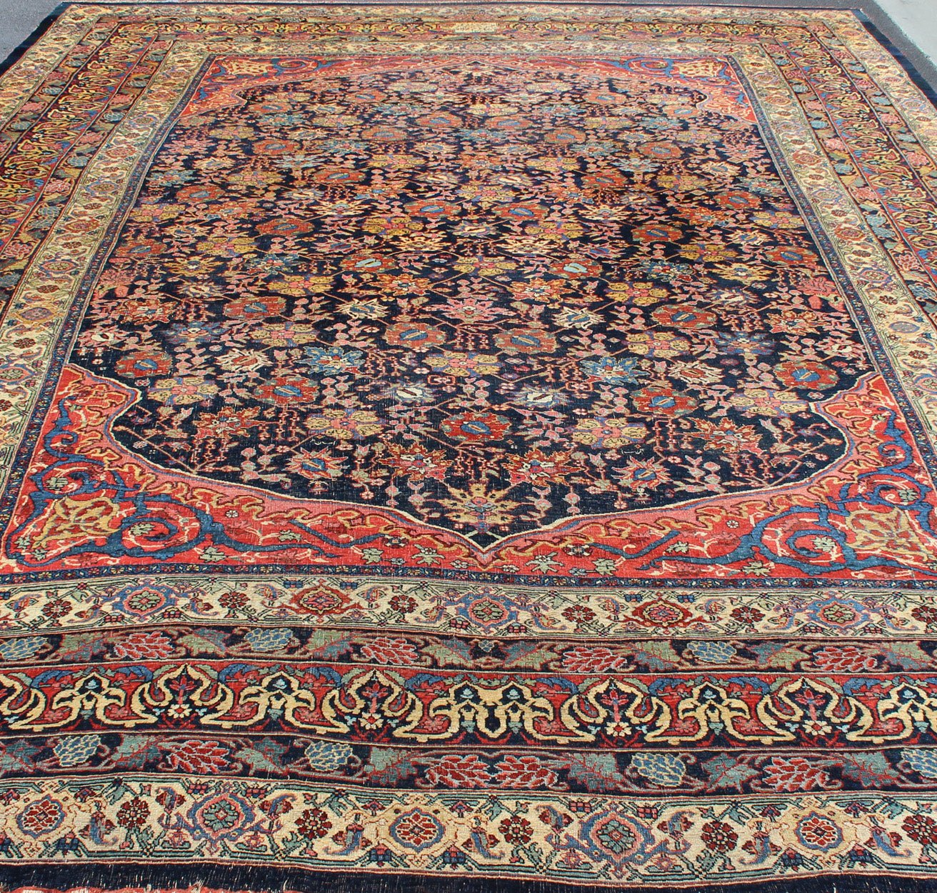 Large Antique Persian Bidjar Rug with All - Over colorful Florals & Navy Field. Beautiful Antique Persian Bidjar Rug with All - Over Floral Design on A Navy Field Keivan Woven Arts over size antique Persian Bidjar Rug with All - Over colorful Florals ... - Keivan Woven ArtsR20 - 0203 - 12815Rug