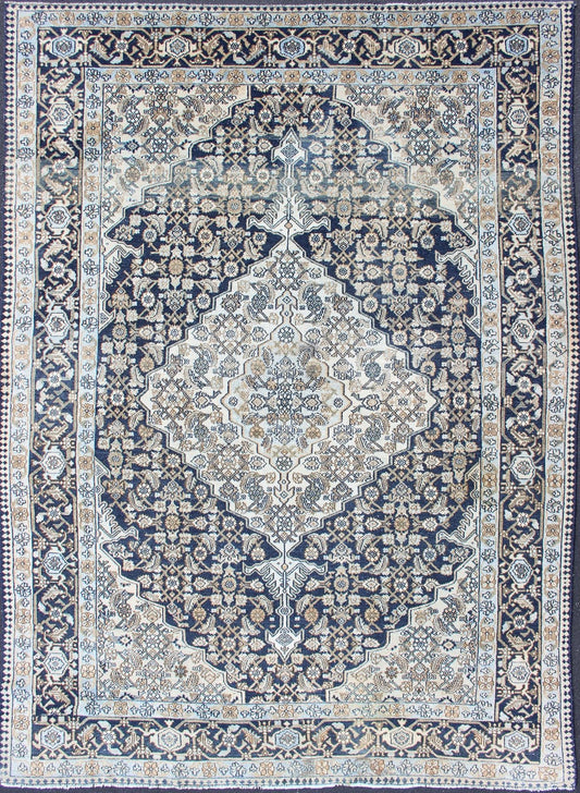 Antique Hamadan Persian Rug with Center Medallion and Floral Design Persian antique carpet with center medallion and flower motifs, rug R20 - 0504, country of origin / type: Iran / Hamadan, circa 1920 This antique Hamadan carpet from 1920s... - Keivan Woven ArtsR20 - 0504 - 12934Rug