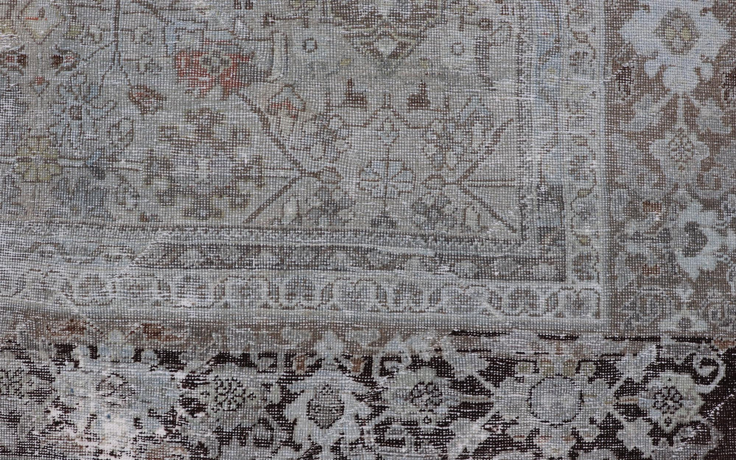 Ivory and Brown Antique Persian Mahal Rug with Floral Medallion Design Cream, brown, and green antique Persian Mahal rug with floral medallion design, rug R20 - 0707, country of origin / type: Iran / Mahal, circa 1920 This antique Persian ... - Keivan Woven ArtsR20 - 0707 - 12982Rug
