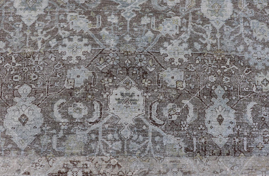 Ivory and Brown Antique Persian Mahal Rug with Floral Medallion Design Cream, brown, and green antique Persian Mahal rug with floral medallion design, rug R20 - 0707, country of origin / type: Iran / Mahal, circa 1920 This antique Persian ... - Keivan Woven ArtsR20 - 0707 - 12982Rug