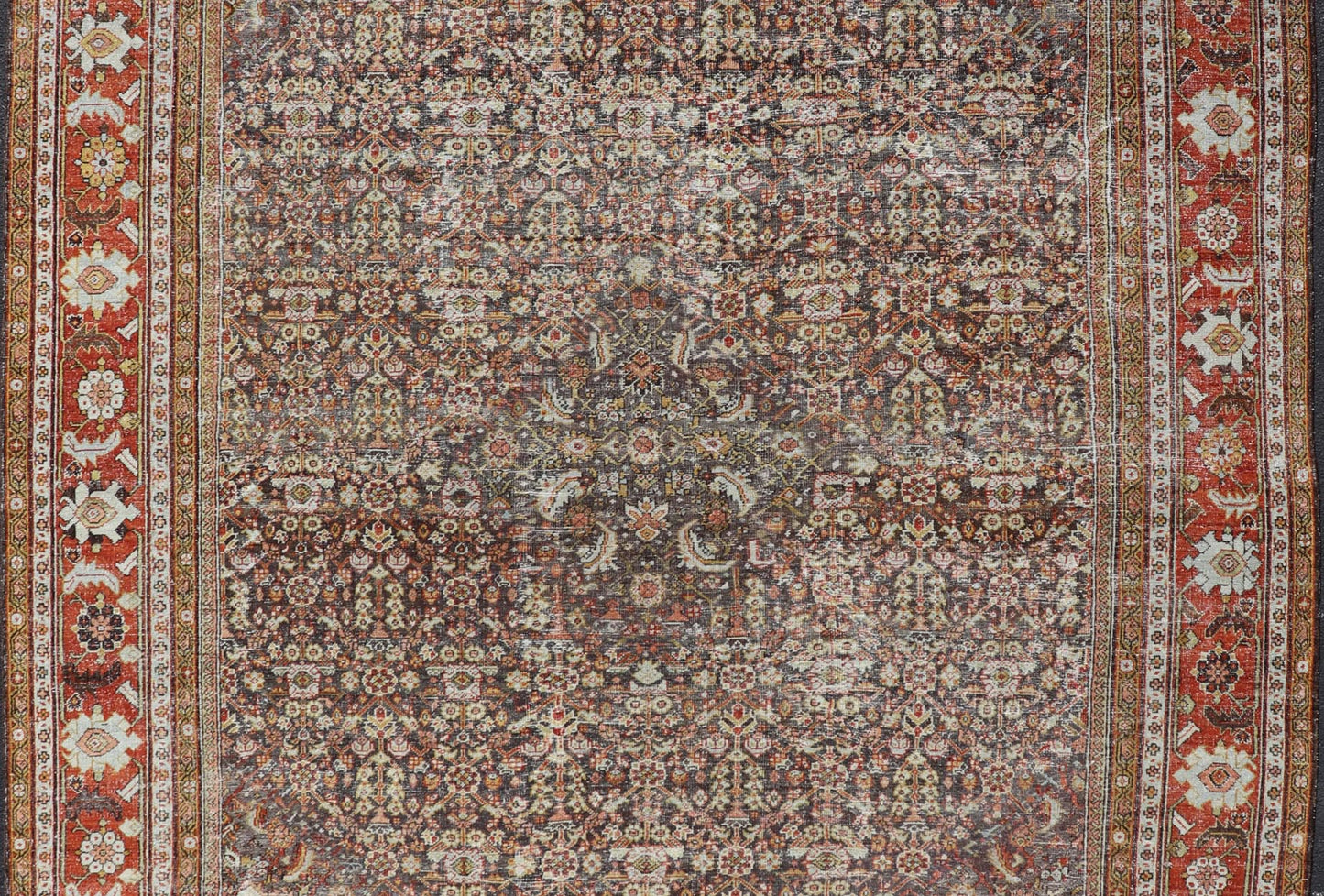 Persian Sultanabad Rug with All - Over Design with Medallion With Brown and Red. Keivan Woven Arts / rug R20 - 0710 - 271. Antique Persian Sultanabad origin/Iran Early 20th Century. Measures: 10'8 x 13'6 This antique Sultanabad rug was woven in Persia... - Keivan Woven ArtsR20 - 0710 - 271 - 15481 - 12998Rug