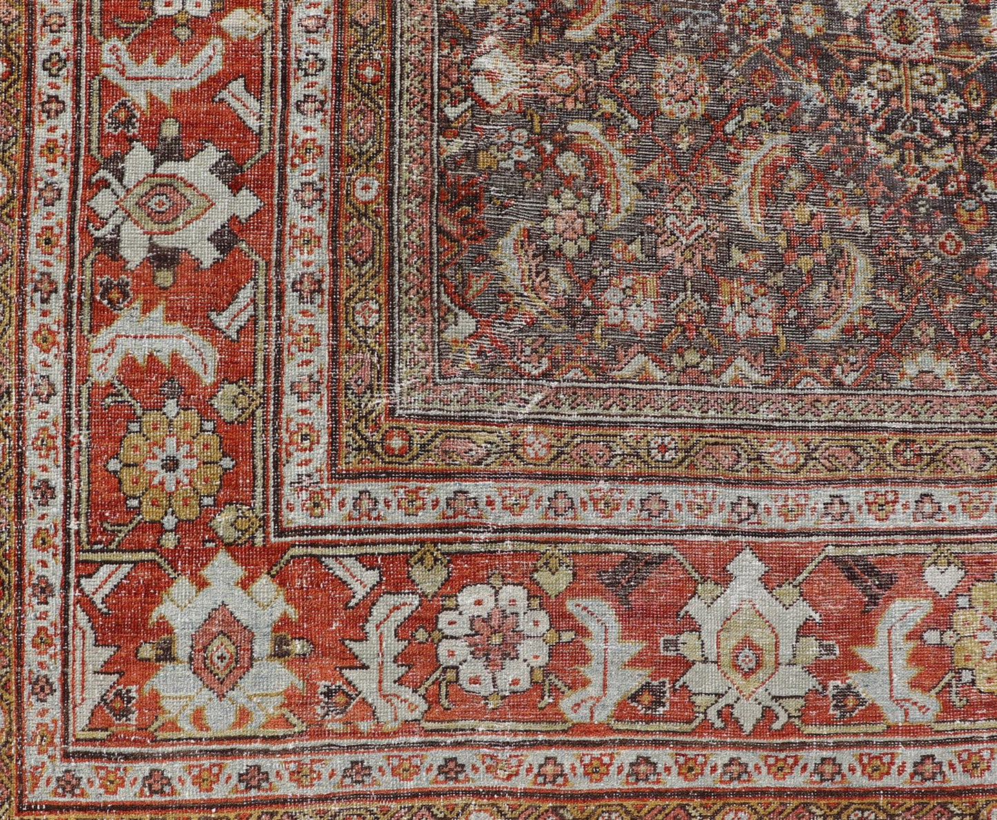 Persian Sultanabad Rug with All - Over Design with Medallion With Brown and Red. Keivan Woven Arts / rug R20 - 0710 - 271. Antique Persian Sultanabad origin/Iran Early 20th Century. Measures: 10'8 x 13'6 This antique Sultanabad rug was woven in Persia... - Keivan Woven ArtsR20 - 0710 - 271 - 15481 - 12998Rug