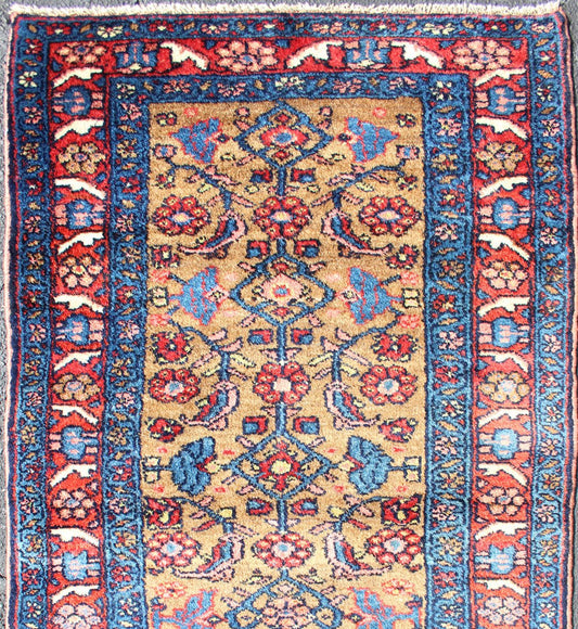 Antique Persian Hamadan Rug with Colorful Geometric All - Over Design in Yellow. Antique Persian Hamadan rug in rich color tones and all over Herati geometric design, rug R20 - 0717 - 259 , country of origin / type: Iran / Hamadan, circa 1920. ... - Keivan Woven ArtsR20 - 0717 - 259 - 13022Rug