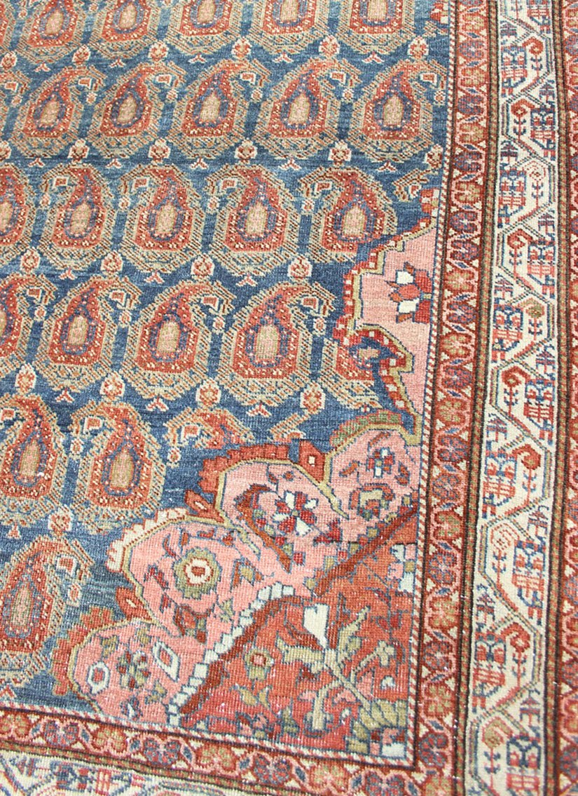 Colorful Antique Persian Hamadan Rug with Large Scale Paisley & Intricate Design. Keivan Woven Arts - Antique Persian Hamadan rug with gorgeous Caribbean blue and colorful paisleys. rug R20 - 0718 - 273, country of origin / type: Iran / Hamadan, circa 1... - Keivan Woven ArtsR20 - 0718 - 273 - 13026Rug
