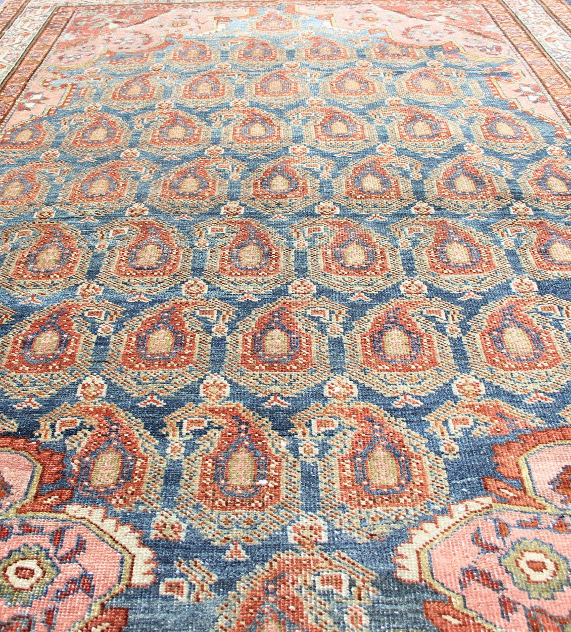 Colorful Antique Persian Hamadan Rug with Large Scale Paisley & Intricate Design. Keivan Woven Arts - Antique Persian Hamadan rug with gorgeous Caribbean blue and colorful paisleys. rug R20 - 0718 - 273, country of origin / type: Iran / Hamadan, circa 1... - Keivan Woven ArtsR20 - 0718 - 273 - 13026Rug
