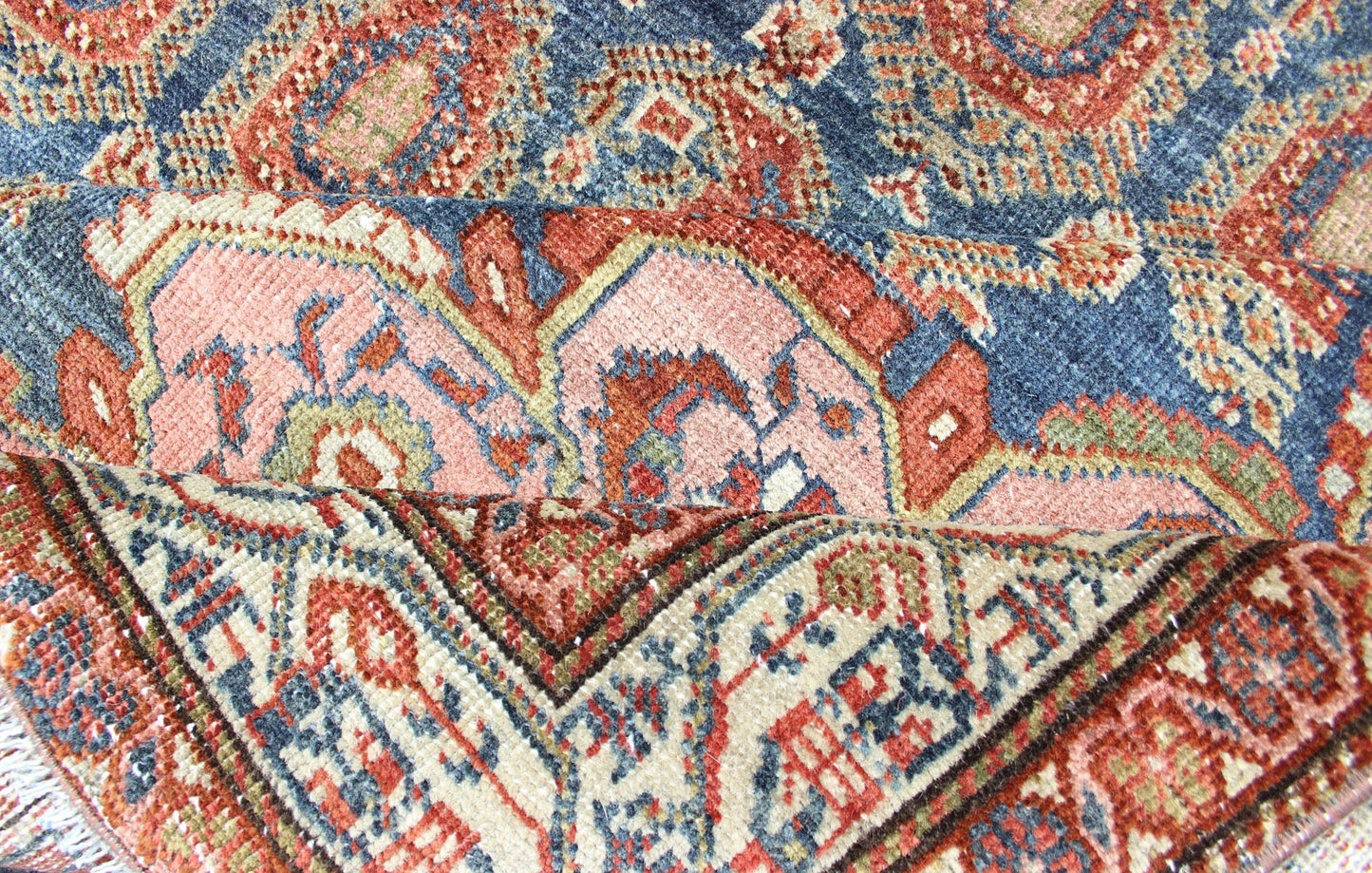 Colorful Antique Persian Hamadan Rug with Large Scale Paisley & Intricate Design. Keivan Woven Arts - Antique Persian Hamadan rug with gorgeous Caribbean blue and colorful paisleys. rug R20 - 0718 - 273, country of origin / type: Iran / Hamadan, circa 1... - Keivan Woven ArtsR20 - 0718 - 273 - 13026Rug