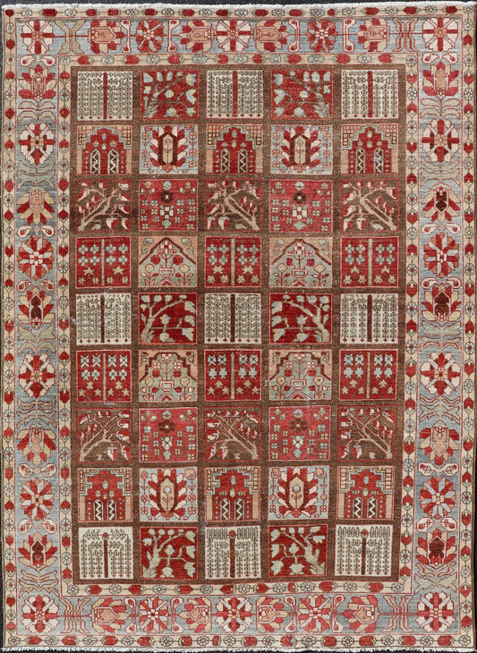 Measures: 7 x 10 Keivan Woven Arts - Beautiful and cheery colors of this garden design Persian Vintage carpet with colorful garden motifs, rug R20 - 0723, country of origin / type: Iran / Bakhtiari, circa mid - 20th century This Vintage Bakhtiari r... - Keivan Woven ArtsR20 - 0723 - 13060Rug
