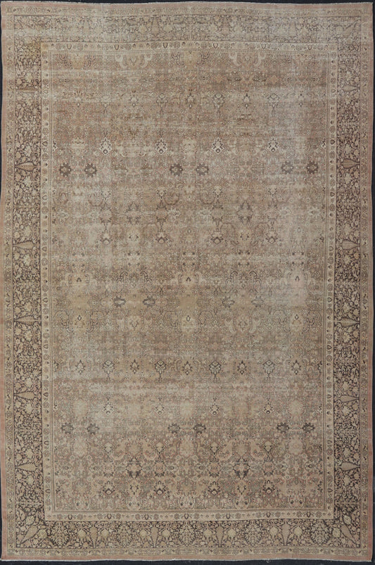 Large Antique Turkish Sivas Rug with Floral Design in Earthy Neutral Tones. Country of Origin: Turkey; Type: Sivas; Design: Floral, All - Over, Floral Trellis; Keivan Woven Arts: rug /R20 - 0807. Measures: 11'6 x 17'2 In this early 20th ce... - Keivan Woven ArtsR20 - 0807 - 13212Rug